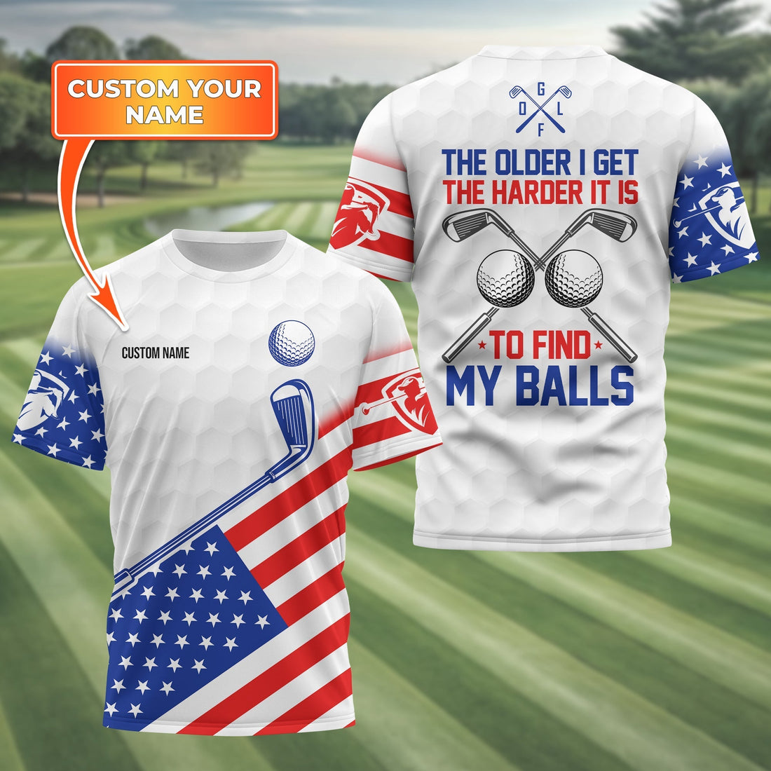 To Find My Balls, USA Flag Polo ShirtPersonalized Golf Shirt, Unique Gift For Golfer