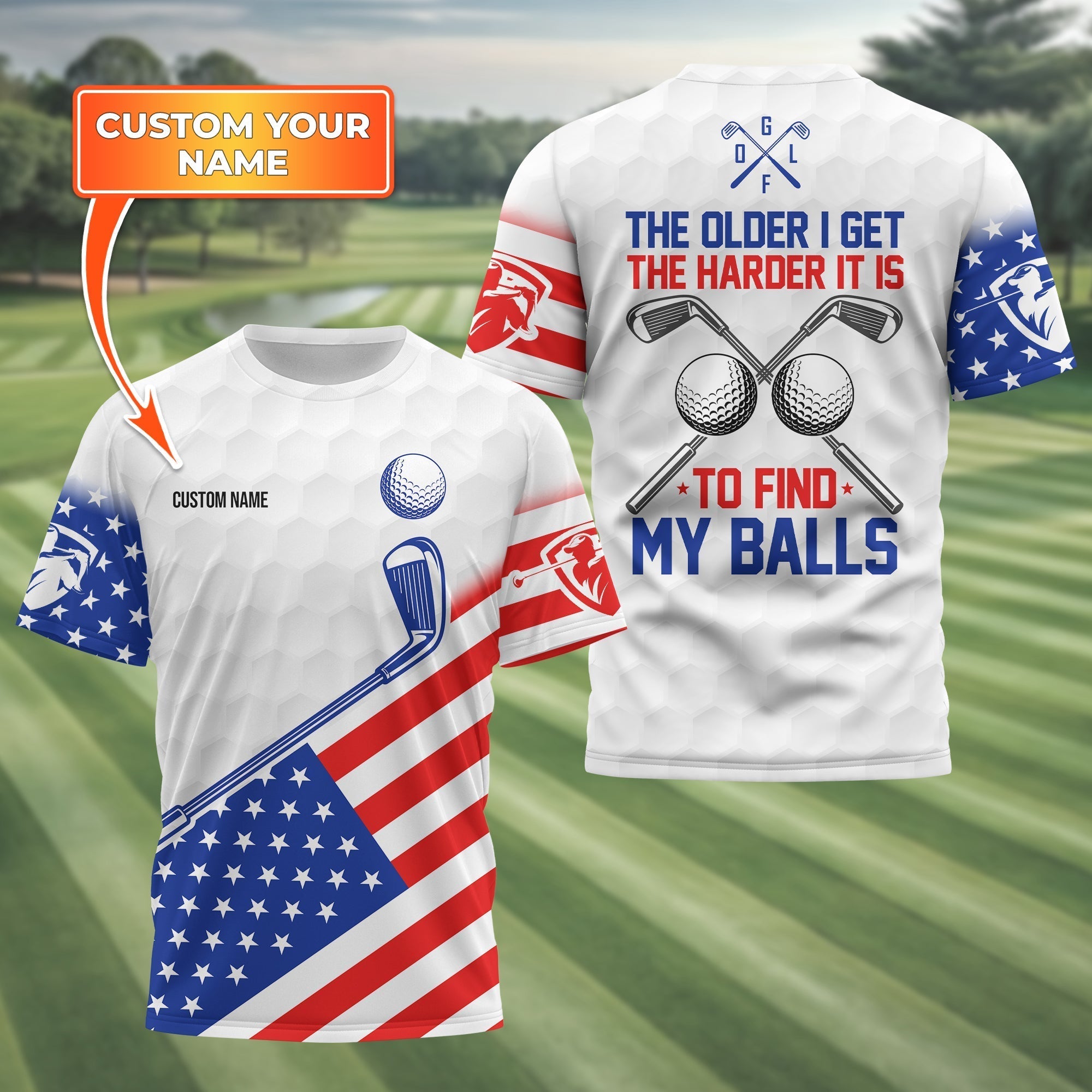 To Find My Balls, USA Flag Polo ShirtPersonalized Golf Shirt, Unique Gift For Golfer