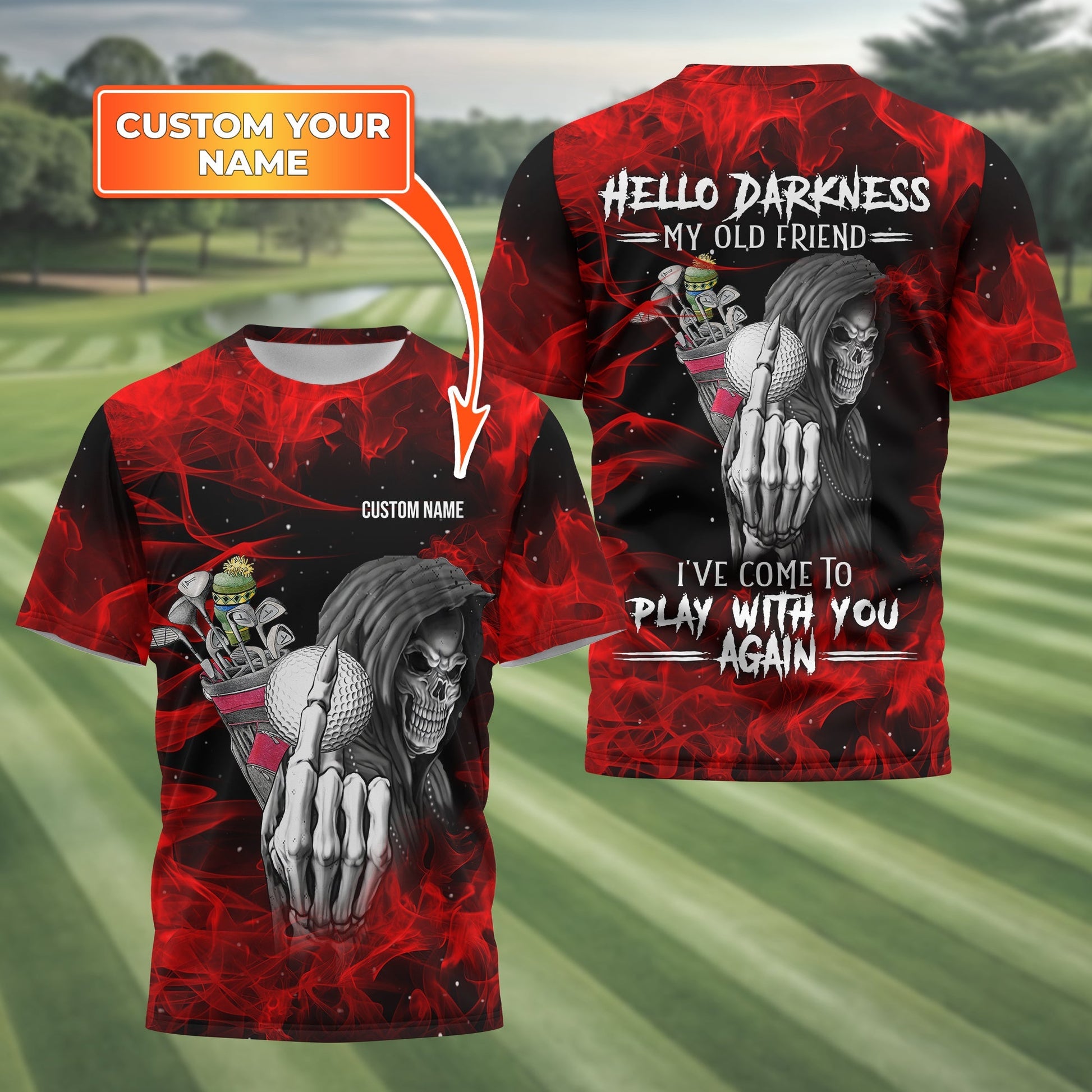 Hello Darkness My Old Friend Personalized Golf Polo ShirtGolf Shirt For Men, Gift For Golfers