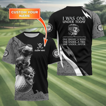 I Was One Under Today Custom Golf Polo ShirtSkull Golf Shirt, Gift For Golfers, Funny Golf Polo Shirt