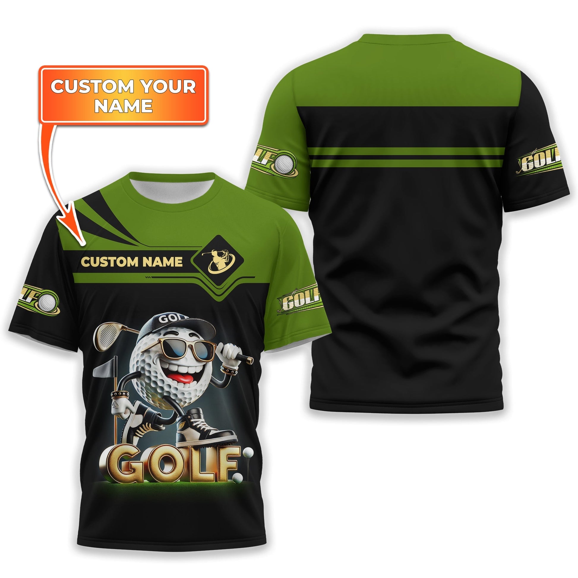 Funny Golf Ball Shirt, Custom Men's Golf Polo Shirtolfing Apparel, Funny Golf Polos, Gift For Golfers