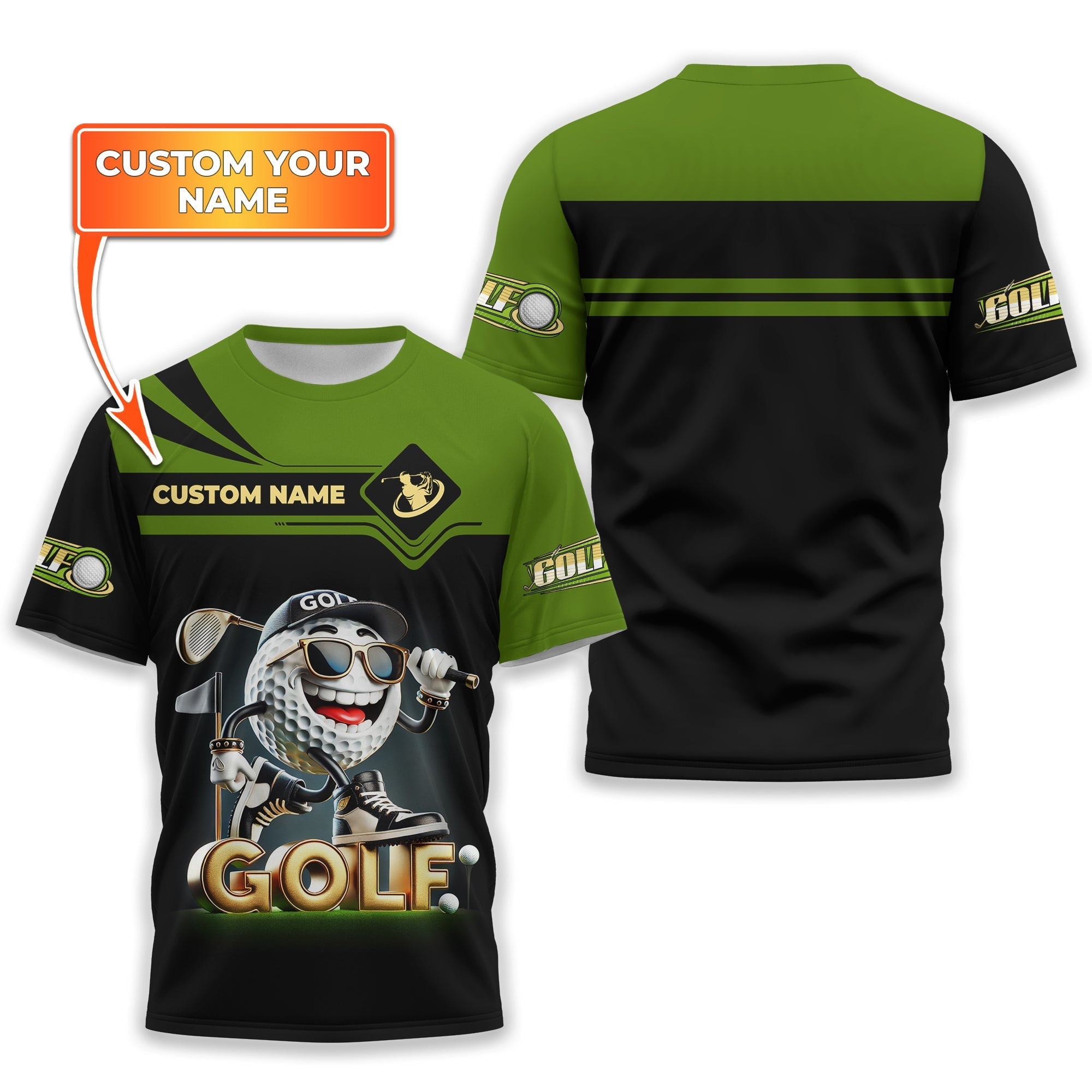 Funny Golf Ball Shirt, Custom Men's Golf Polo Shirtolfing Apparel, Funny Golf Polos, Gift For Golfers