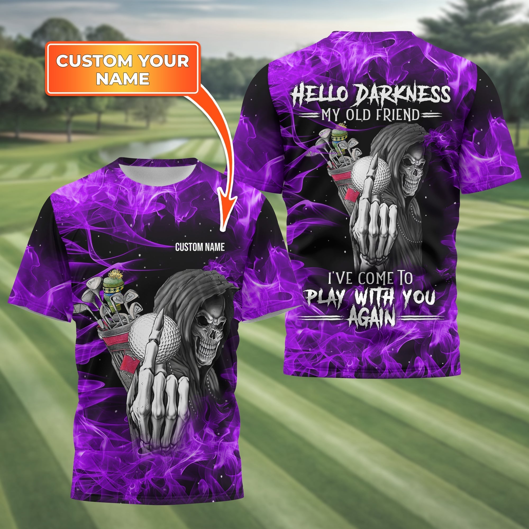 Hello Darkness My Old Friend Personalized Golf Polo ShirtGolf Shirt For Men, Gift For Golfers