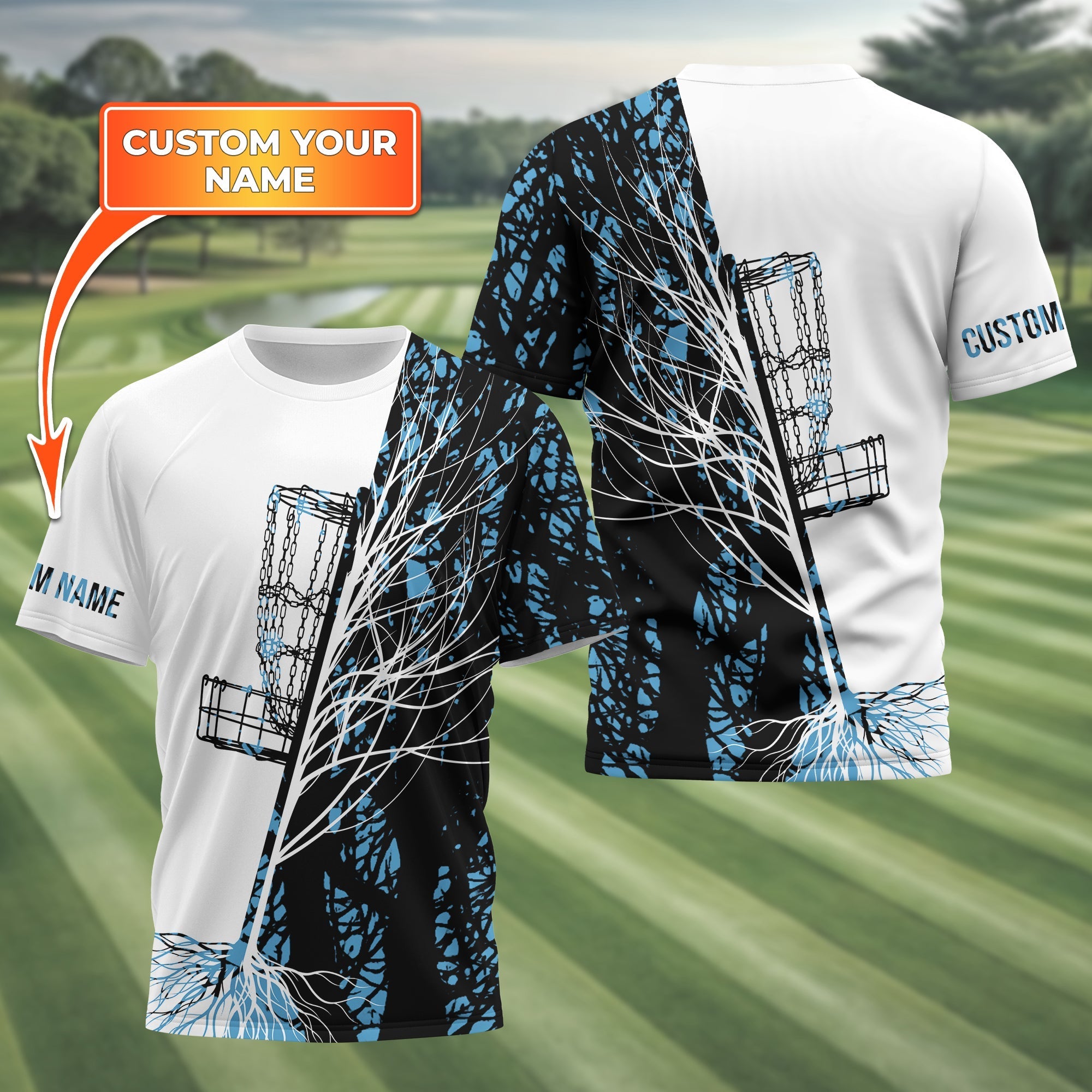 Personalized Tree And Basket Golf Polo ShirtGift For Golfers, Golf Gift For Men