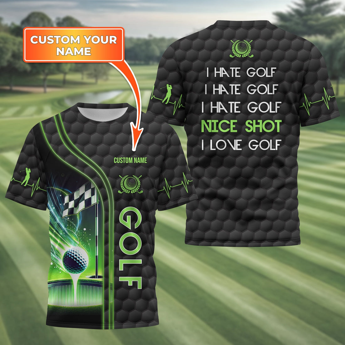 I Hate Golf Nice Shot I Love Golf, Personalized Golf Shirt, Unique Gift For Golfer, Funny Golf Polo Shirt