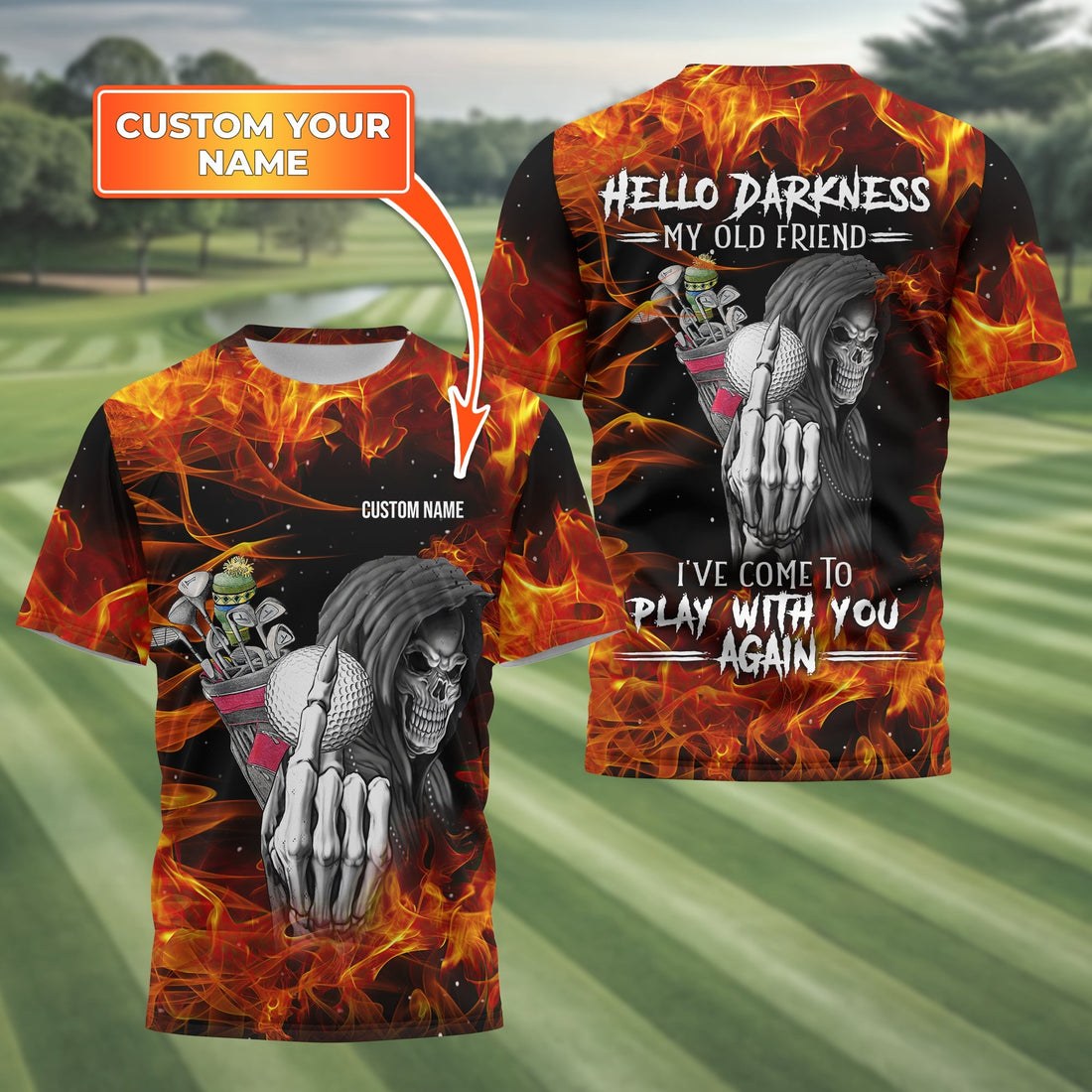 Hello Darkness My Old Friend Personalized Golf Polo ShirtGolf Shirt For Men, Gift For Golfers