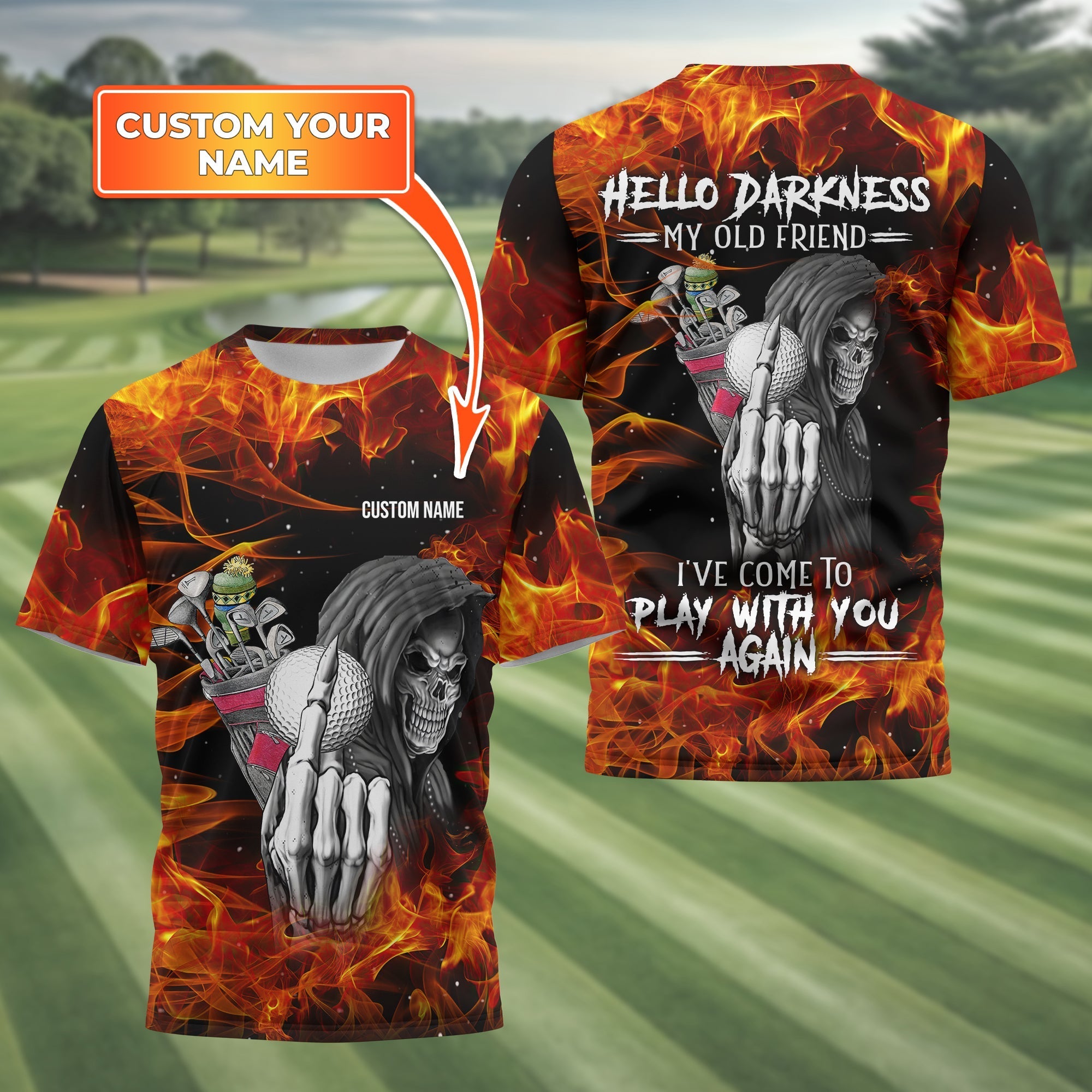 Hello Darkness My Old Friend Personalized Golf Polo ShirtGolf Shirt For Men, Gift For Golfers