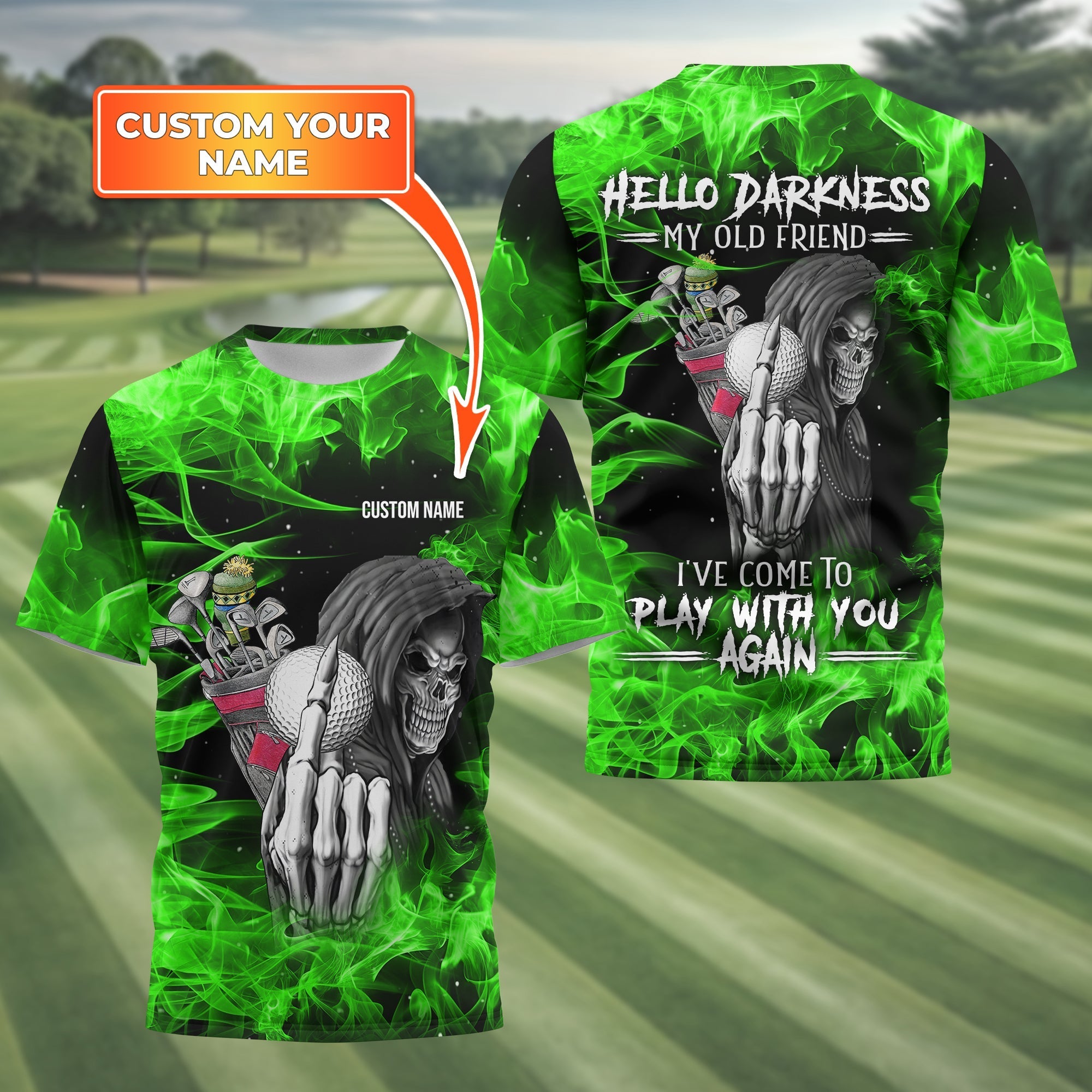 Hello Darkness My Old Friend Personalized Golf Polo ShirtGolf Shirt For Men, Gift For Golfers