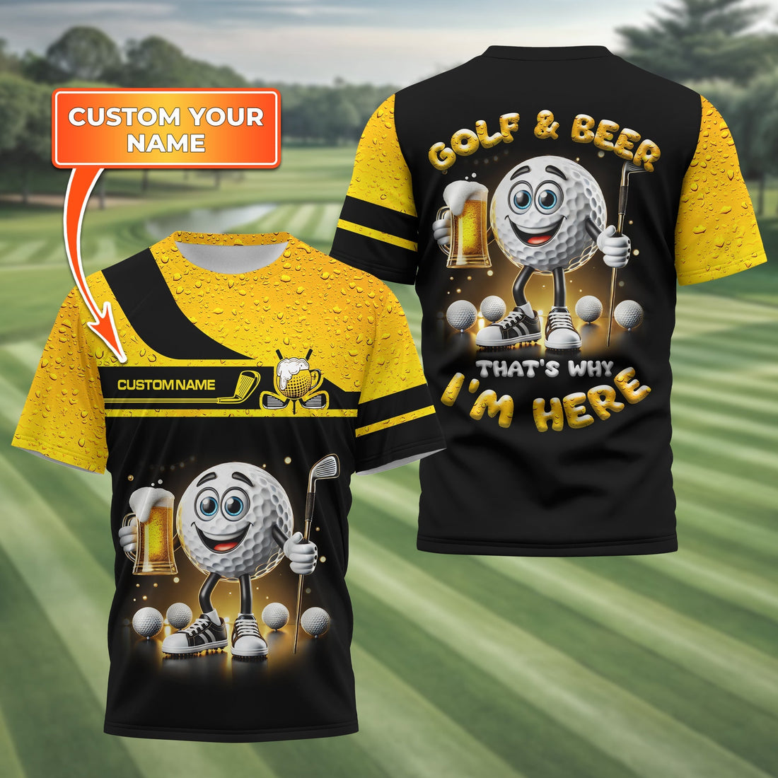 Golf And Beer Personalized Golf Polo ShirtGolf Shirt, Gift For Golfers