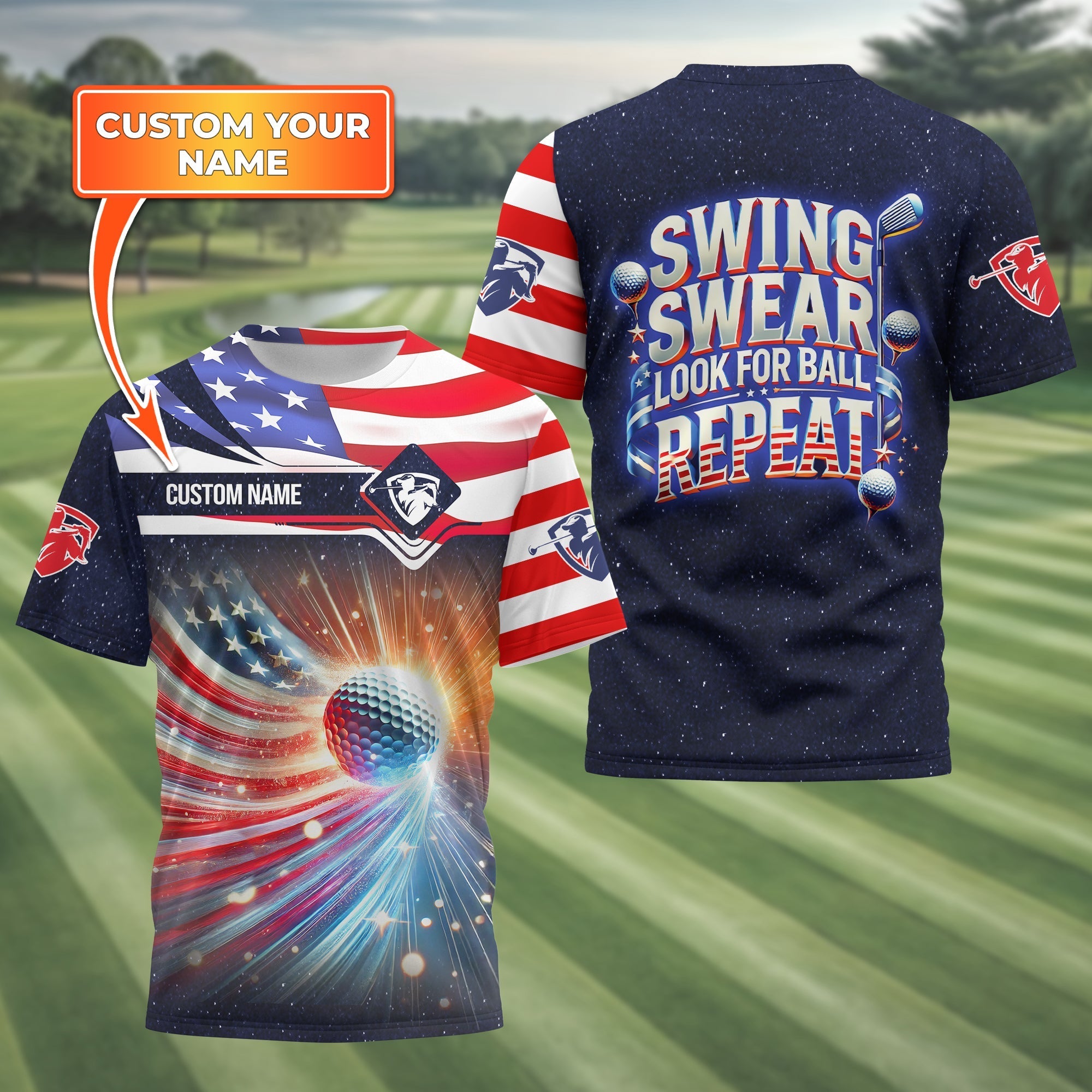 Swing Swear Look For Ball Repeat, Personalized Golf Shirt, Cool Golf Gifts