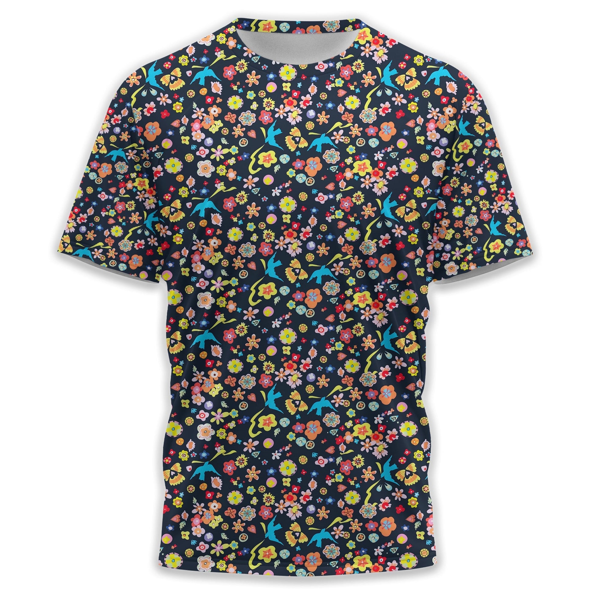 Floral Swallows Men's Golf Polo ShirtGolfing Apparel, Gift For Golfers