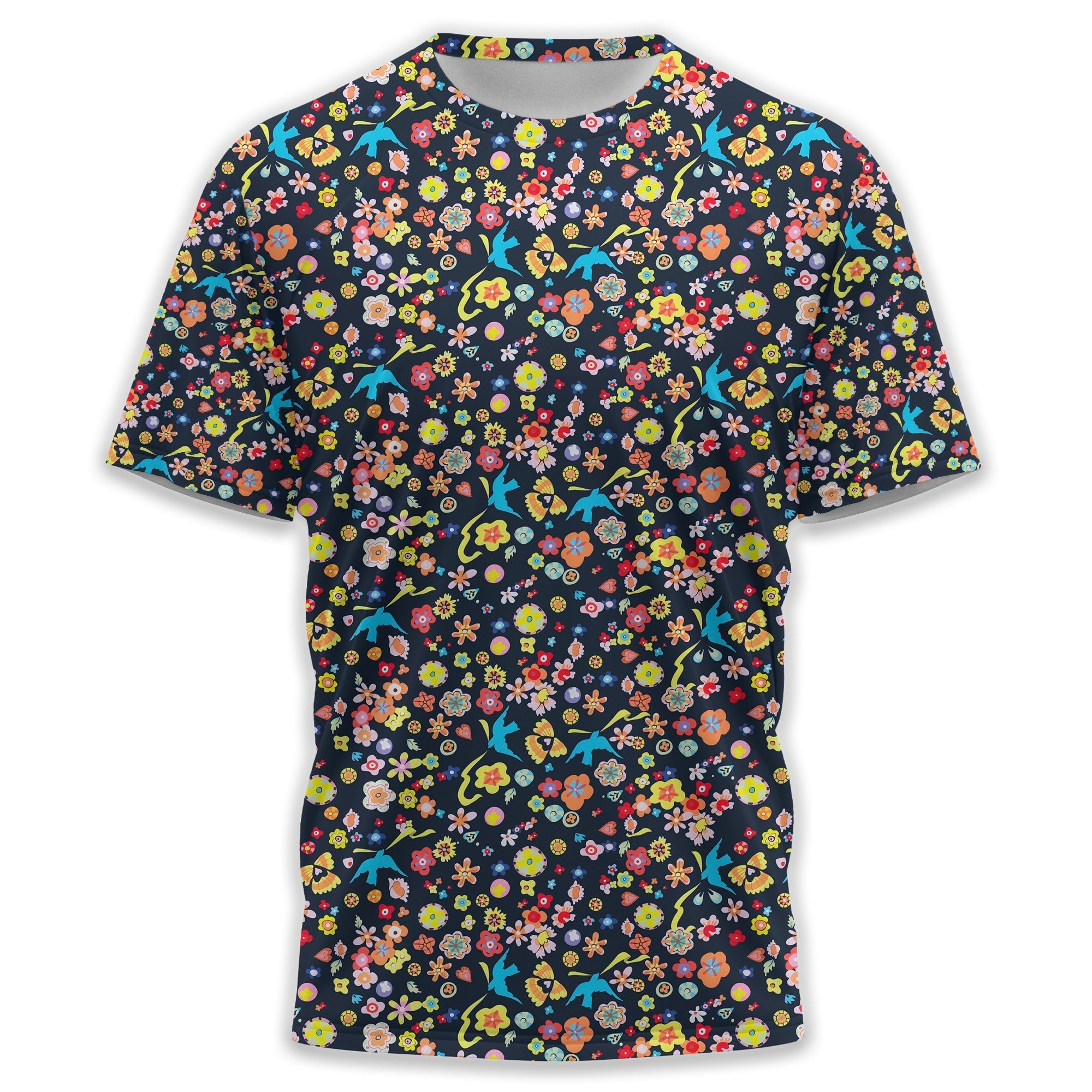 Floral Swallows Men's Golf Polo ShirtGolfing Apparel, Gift For Golfers