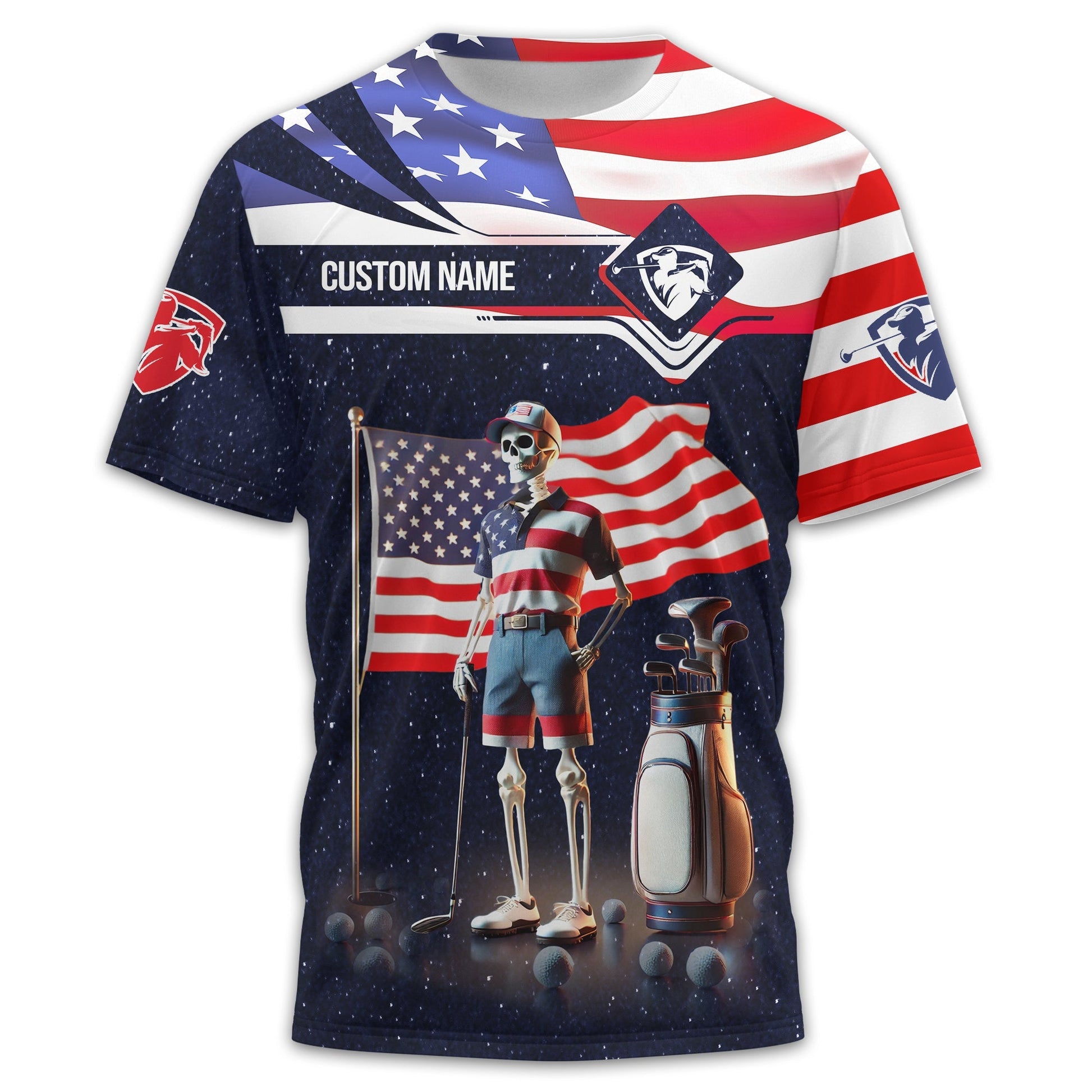 Never Underestimate An Old Man, USA Flag Shirt, Personalized Golf Shirt, Patriotic Golf Shirt, Unique Gift For Golfer