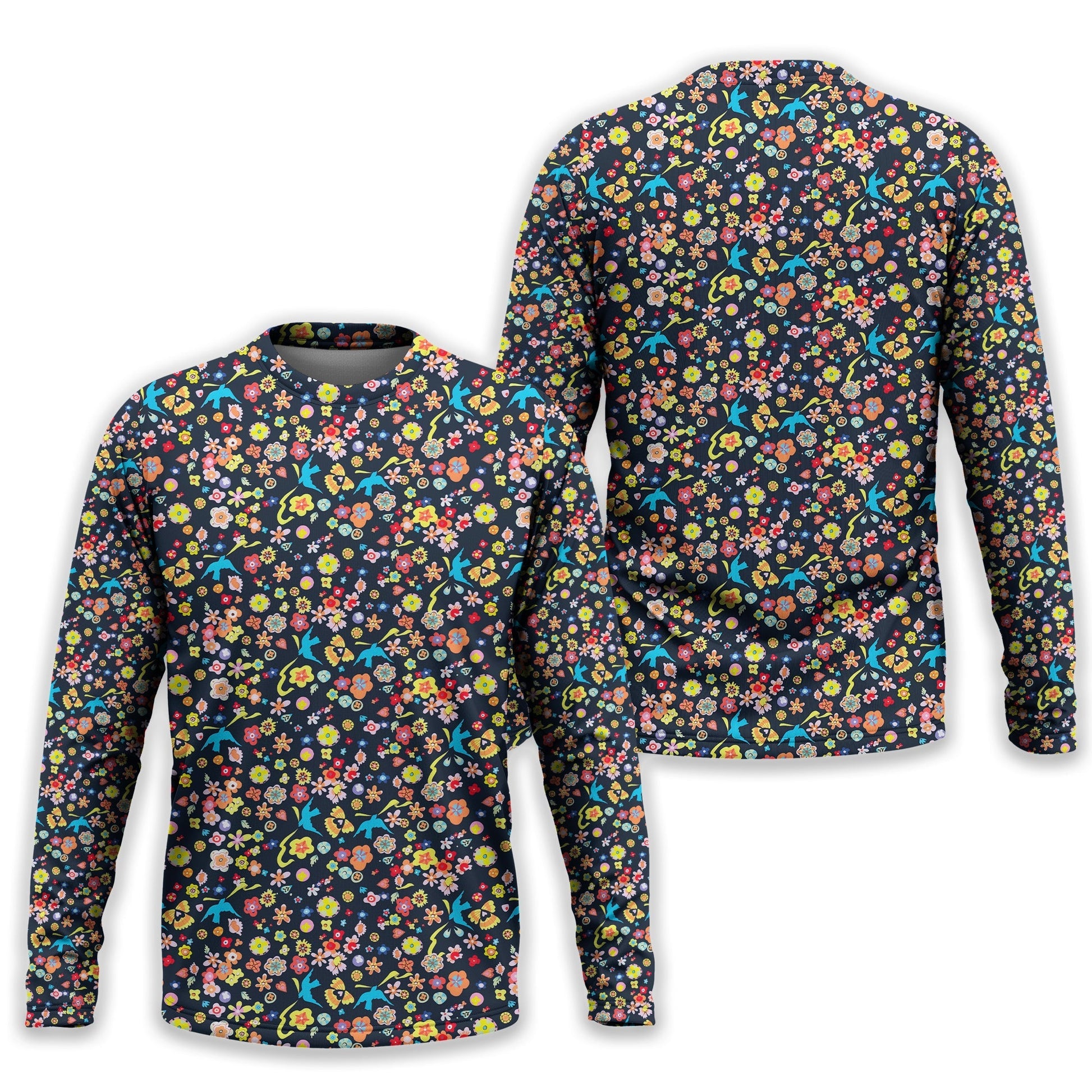 Floral Swallows Men's Golf Polo ShirtGolfing Apparel, Gift For Golfers