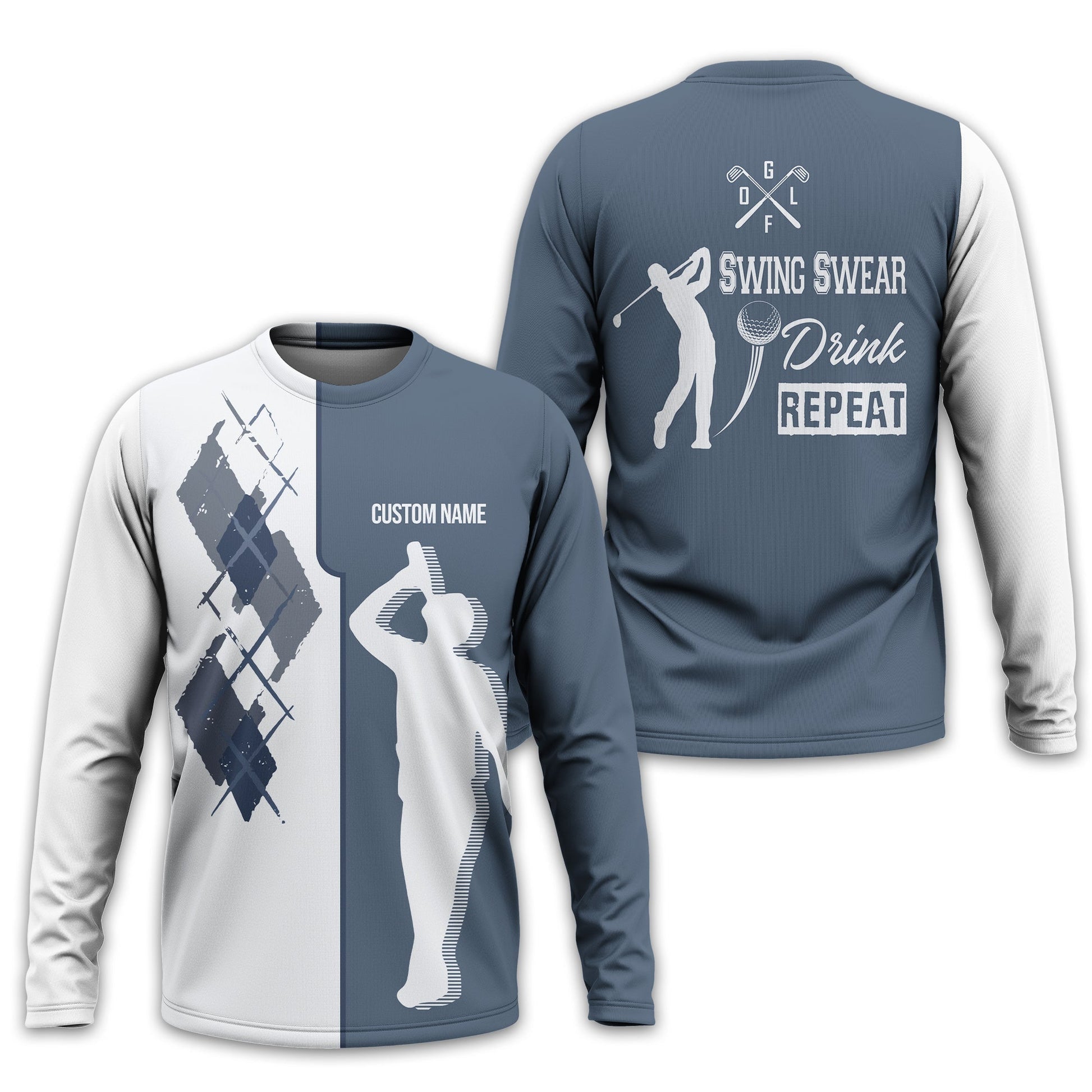Swing Swear Drink Repeat Personalized Golf Polo ShirtGolf Shirt For Men, Gift For Golfers