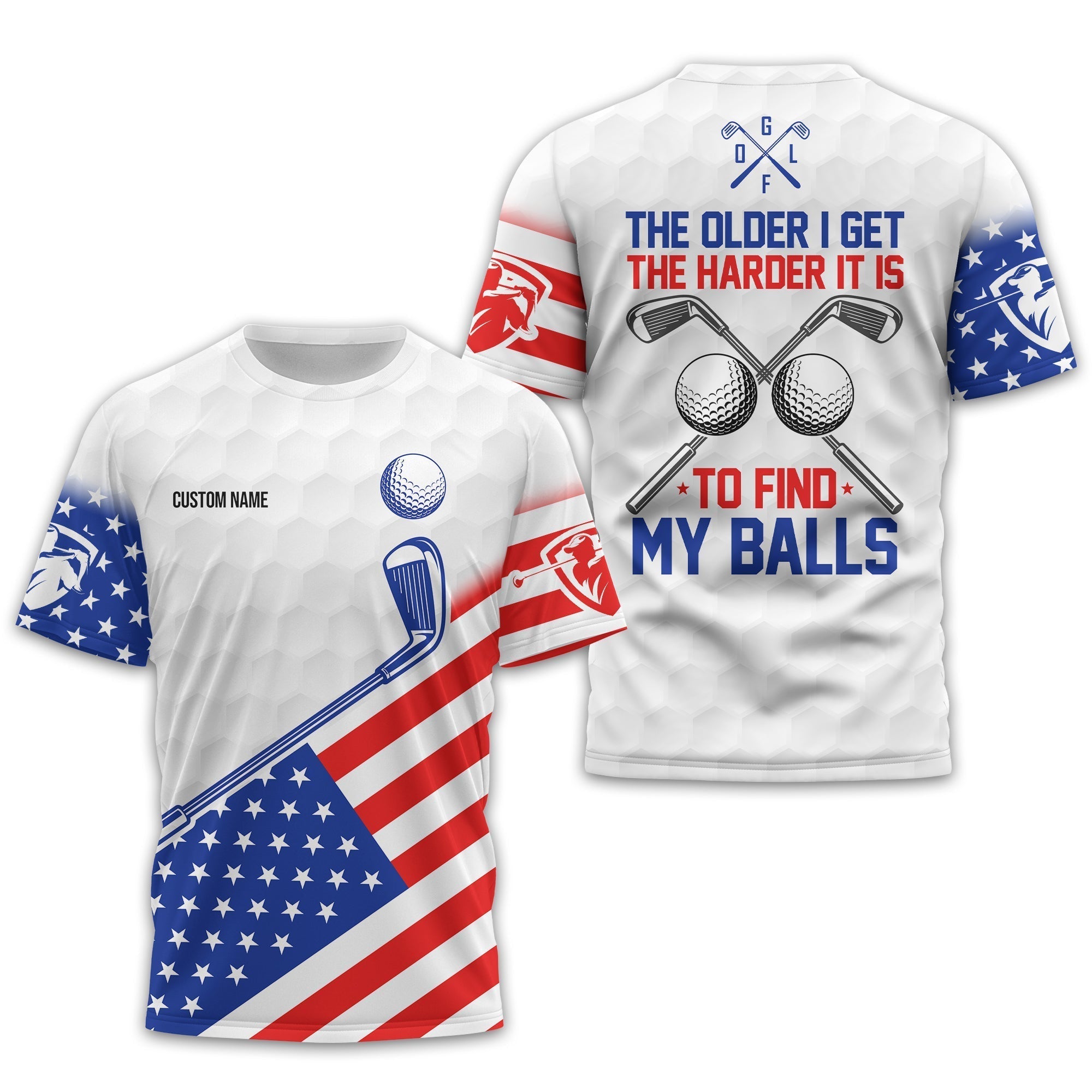 To Find My Balls, USA Flag Polo ShirtPersonalized Golf Shirt, Unique Gift For Golfer