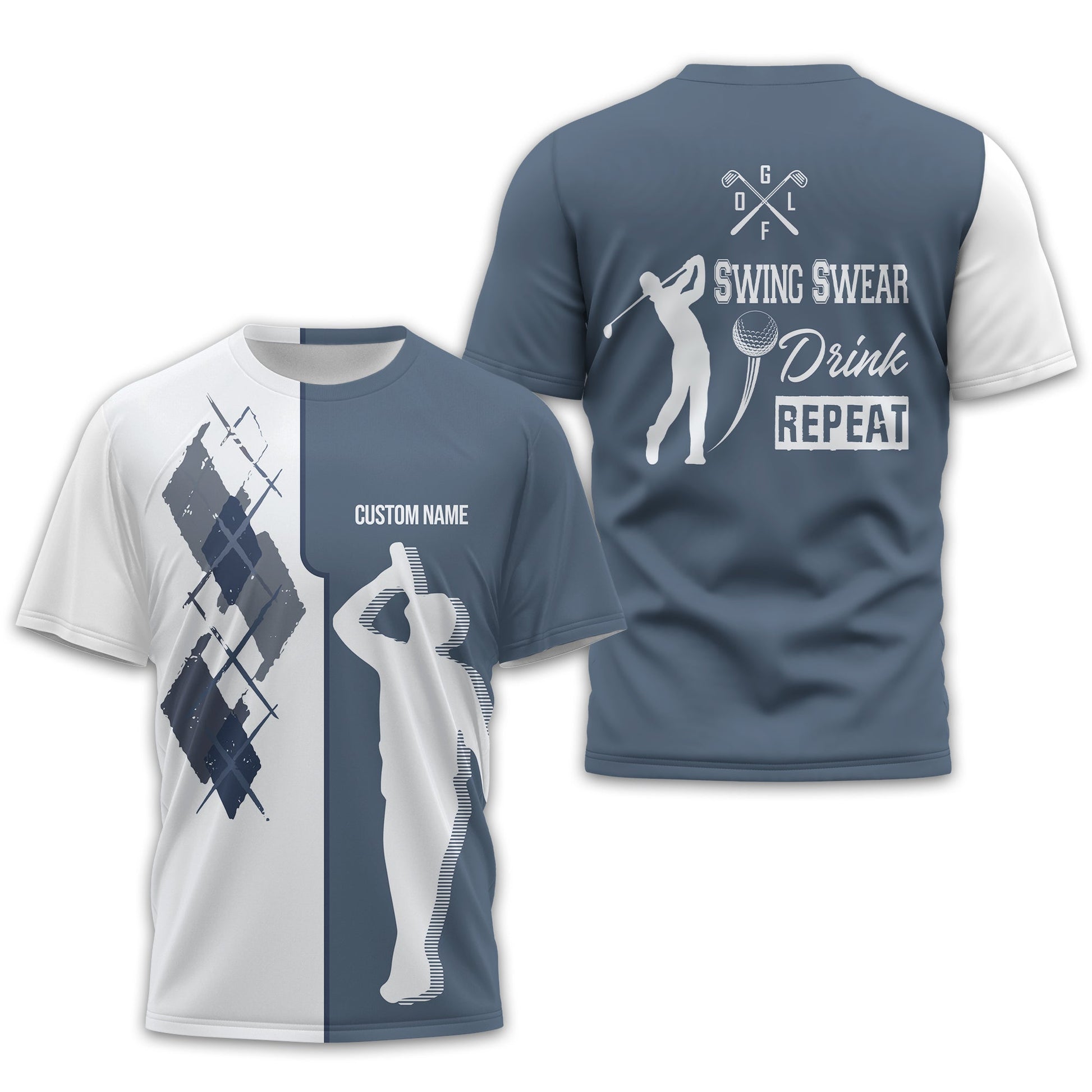 Swing Swear Drink Repeat Personalized Golf Polo ShirtGolf Shirt For Men, Gift For Golfers