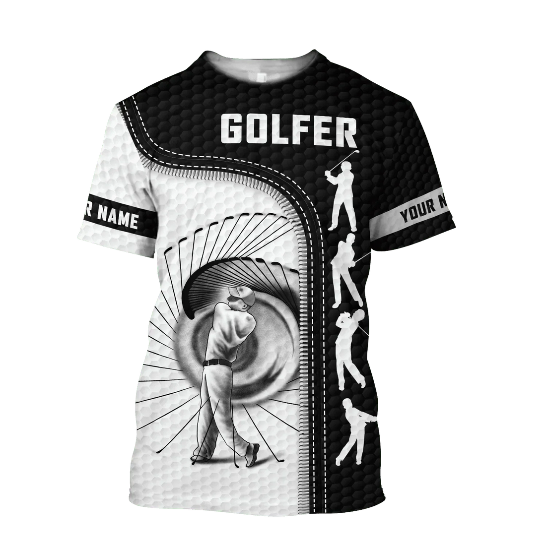 Golfer Swing Custom Name Golf Polo ShirtGolf Apparel, Golf Gift For Men