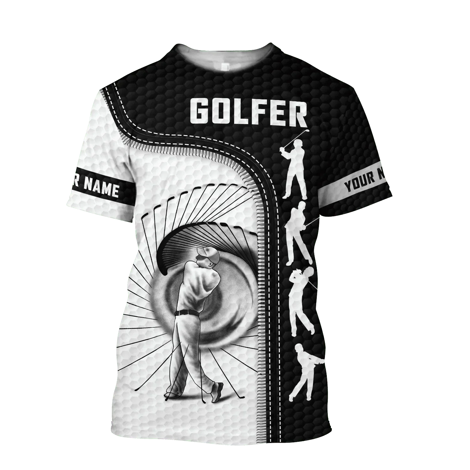 Golfer Swing Custom Name Golf Polo ShirtGolf Apparel, Golf Gift For Men