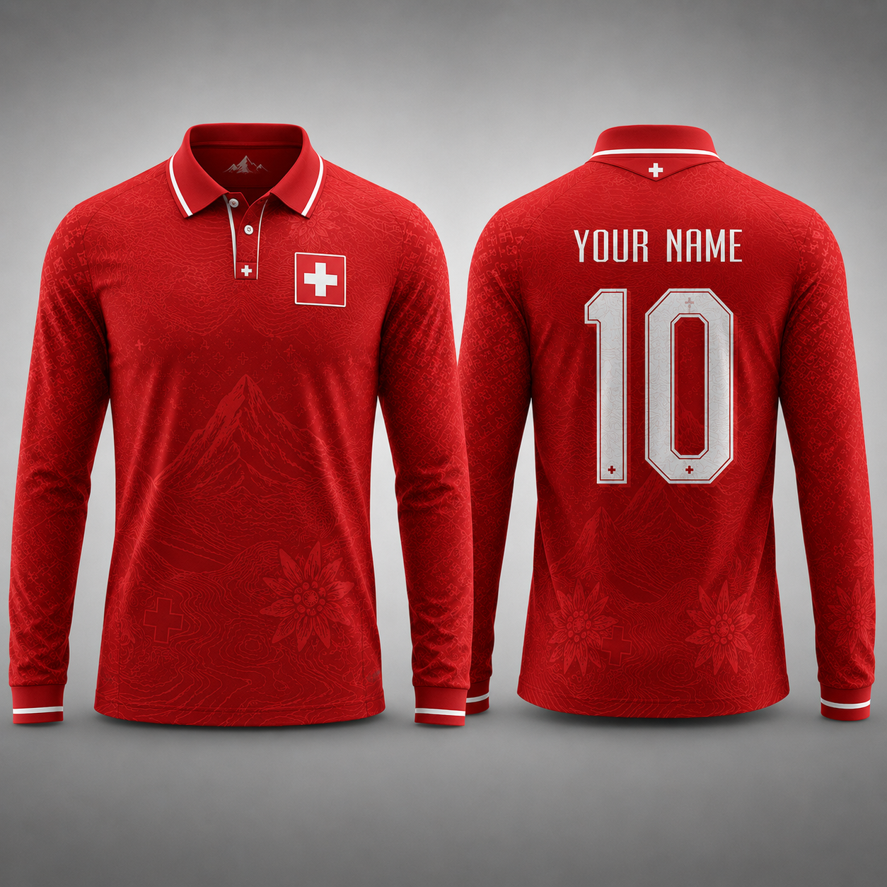 Switzerland Fooball Shirt, Swiss Alps V-NeckMen Football Lover, Soccer Fan Football Gifts