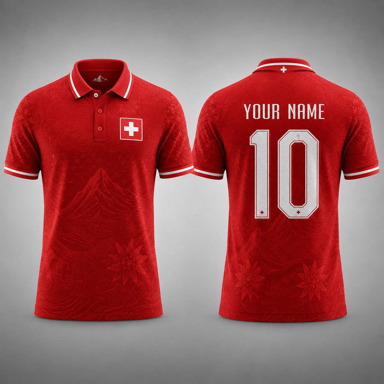 Switzerland Fooball Shirt, Swiss Alps V-NeckMen Football Lover, Soccer Fan Football Gifts