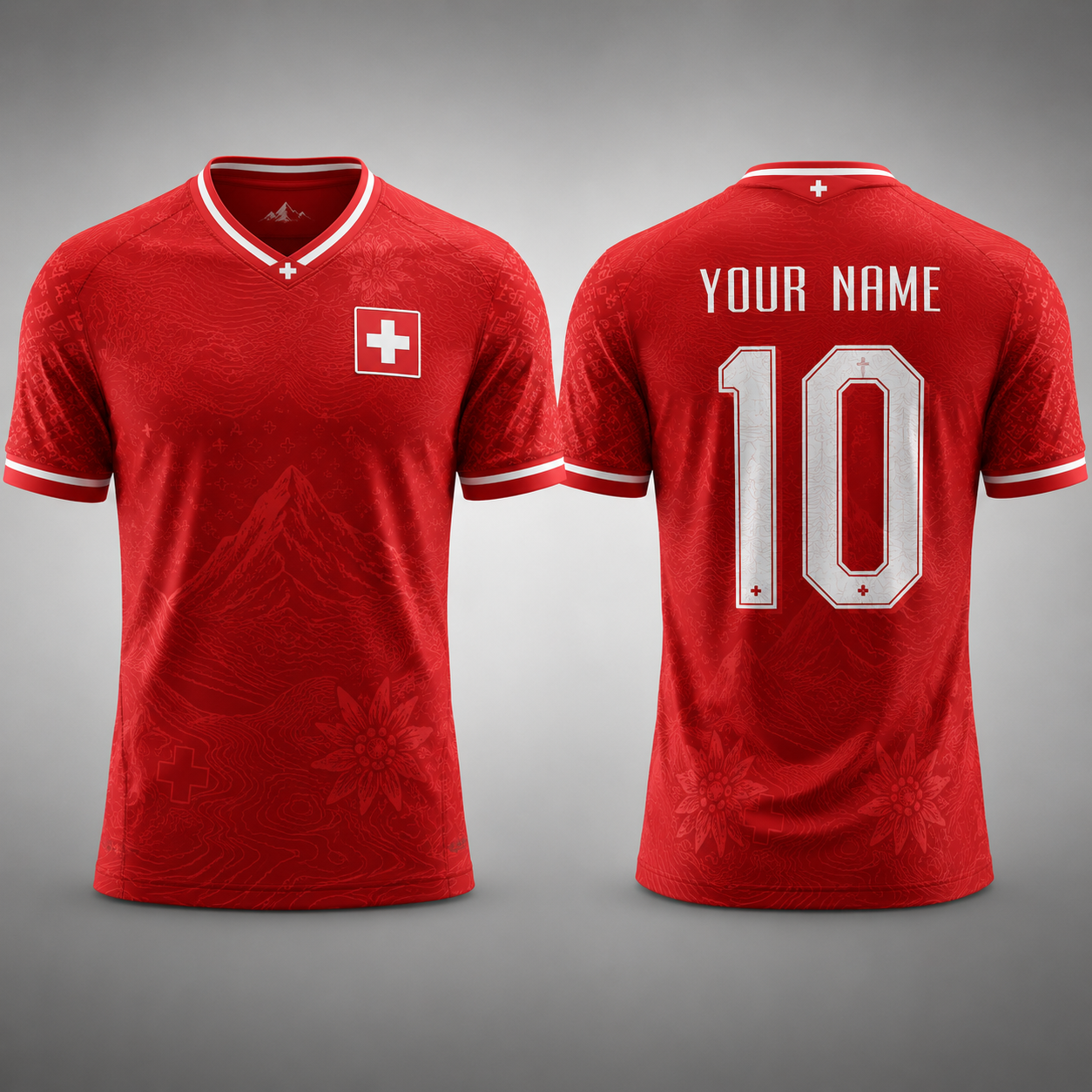 Switzerland Fooball Shirt, Swiss Alps V-Neck For Men Football Lover, Soccer Fan Football Gifts