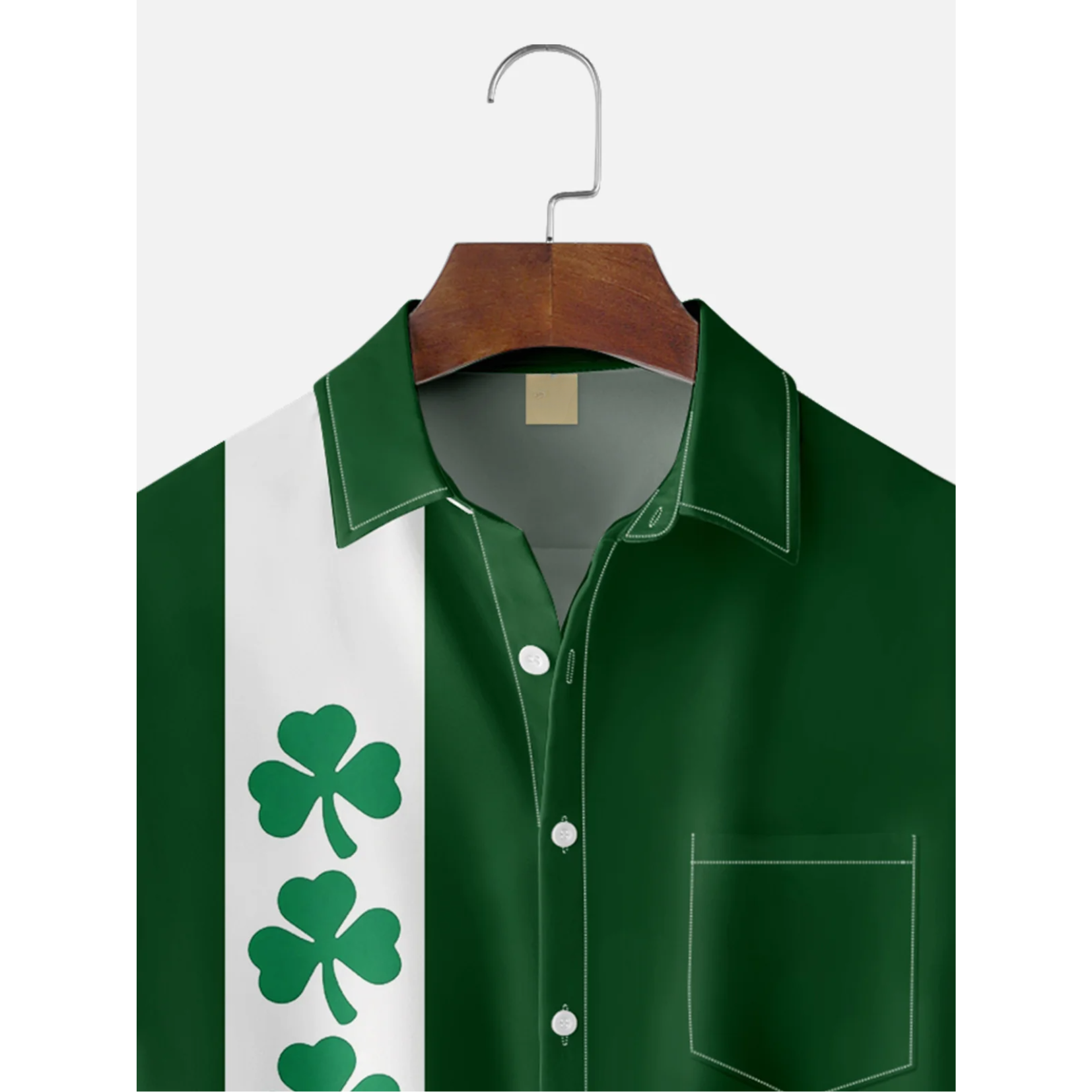St Patrick‘s Day Shamrock Green And White Hawaiian Golf Shirt, Holiday Hawaiian ShirtTropical Vibe Men's Golf Shirt