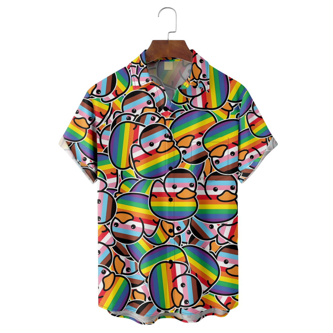LGBT Pride Month Rainbow Duck Hawaiian Golf Shirt, Unique Golf Shirt, Tropical Vibe Funny Golf Shirt