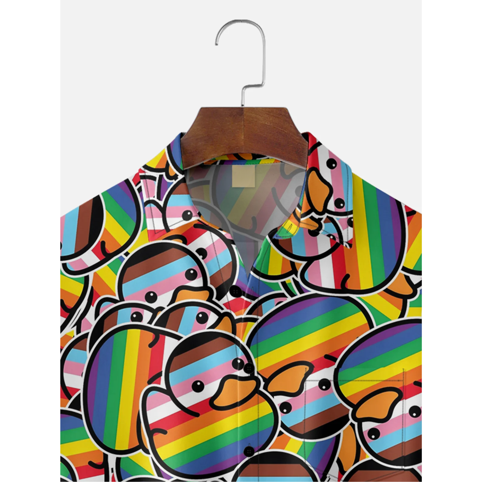 LGBT Pride Month Rainbow Duck Hawaiian Golf Shirt, Unique Golf Shirt, Tropical Vibe Funny Golf Shirt