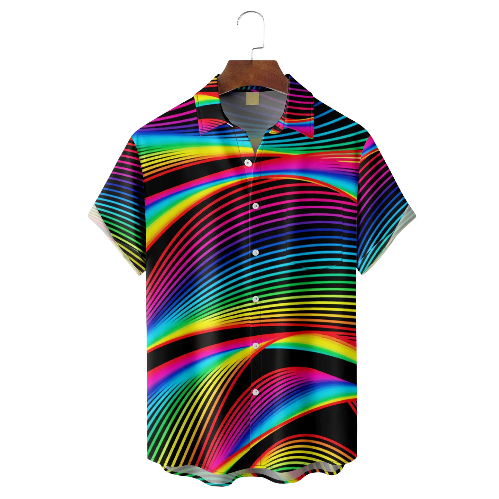 LGBT Color Stripe Rainbow Colorful Hawaiian Golf Shirt, Unique Golf Shirt, Tropical Vibe Funny Golf Shirt
