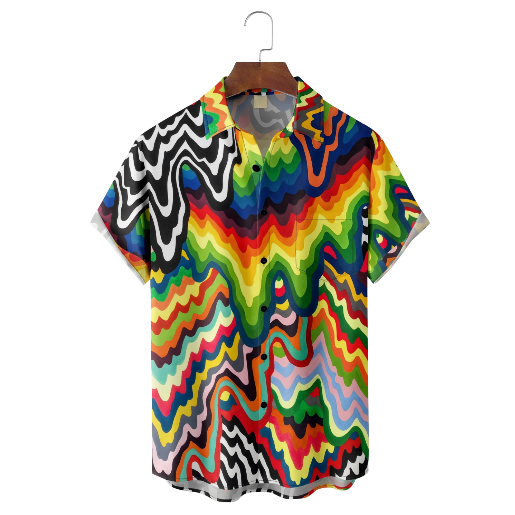 Artistic Abstract Rainbow Hawaiian Golf Shirt, Unique Golf Shirt, Tropical Vibe Funny Golf Shirt
