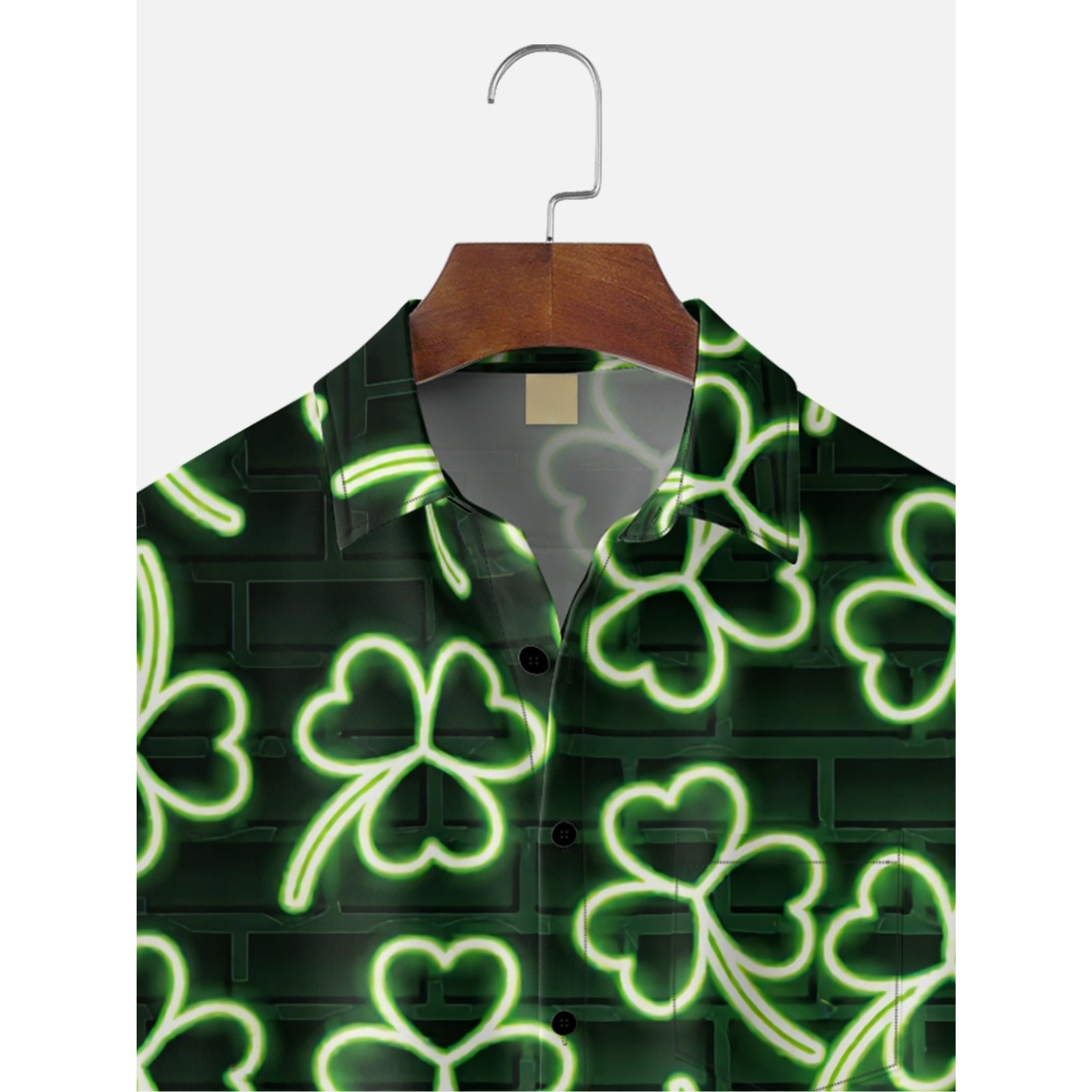 Neon Pattern Lucky Shamrock Art Hawaiian Golf Shirt, Tropical Vibe Men's Golf Shirt