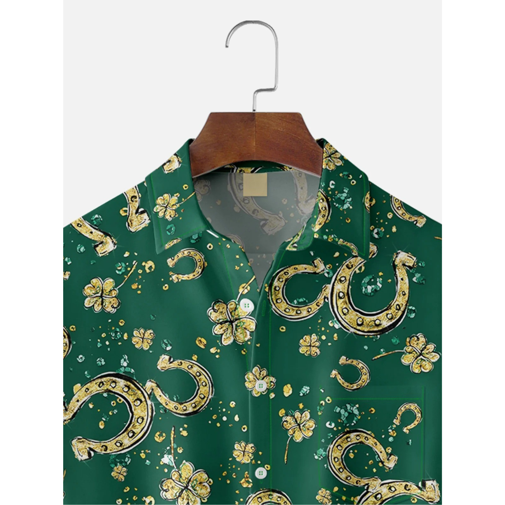 St Patricks Day Horseshoes Clover Hawaiian Golf Shirt, Tropical Vibe Men's Golf Shirt