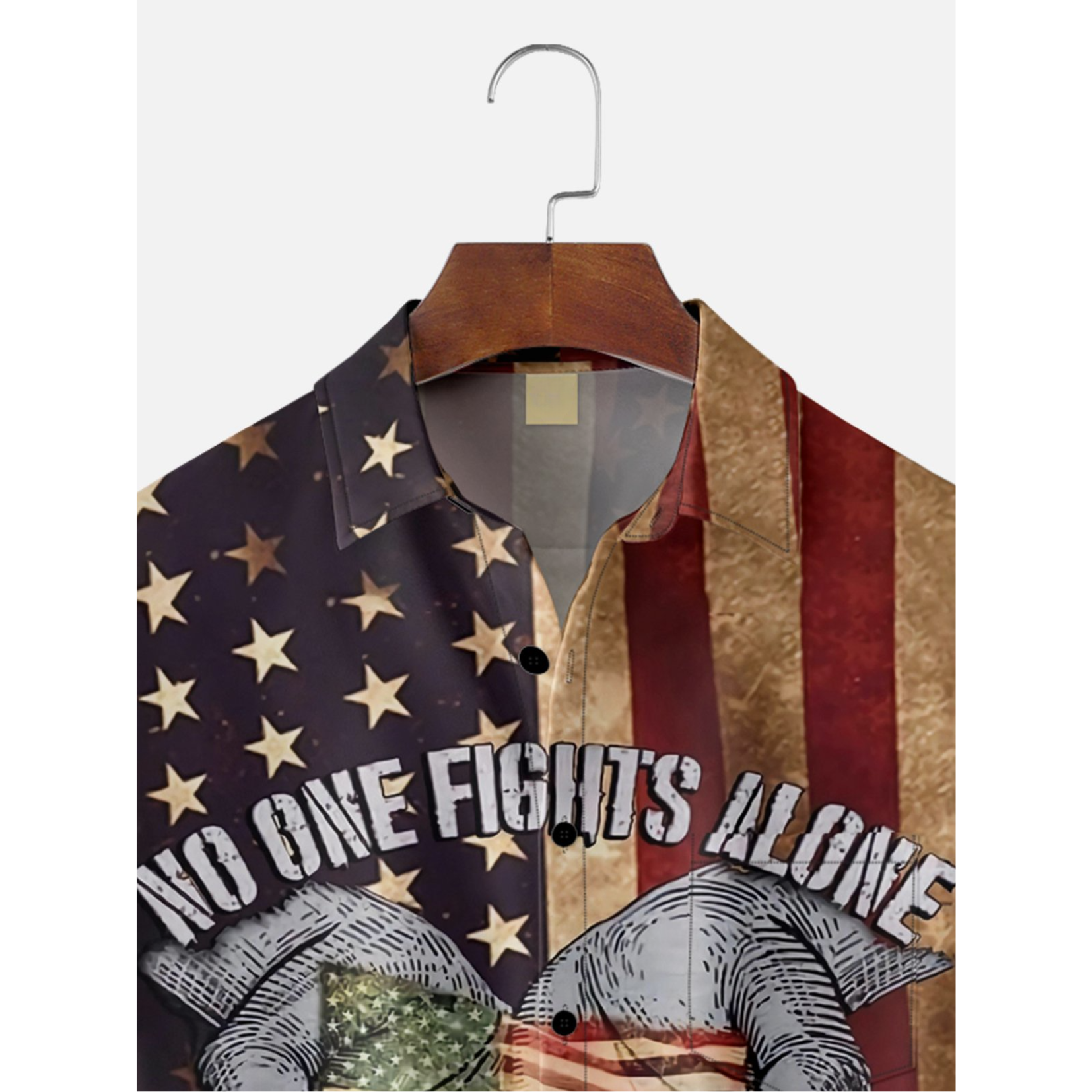 No One Fights Alone Patriotic American Flags Hawaiian Golf Shirt, 250th Anniversary Tropical Vibe Men's Golf Shirt