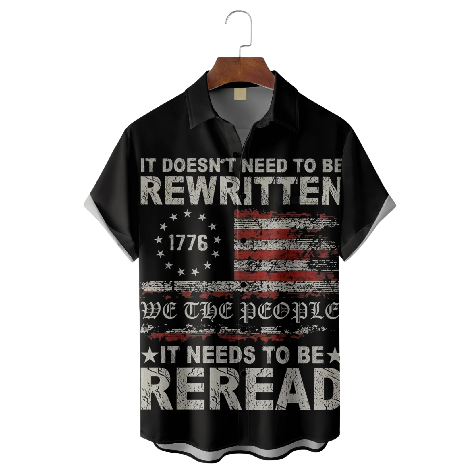 1776 Declaration Of Independence 4th Of July Hawaiian Golf Shirt, 250th Anniversary Tropical Vibe Men's Golf Shirt