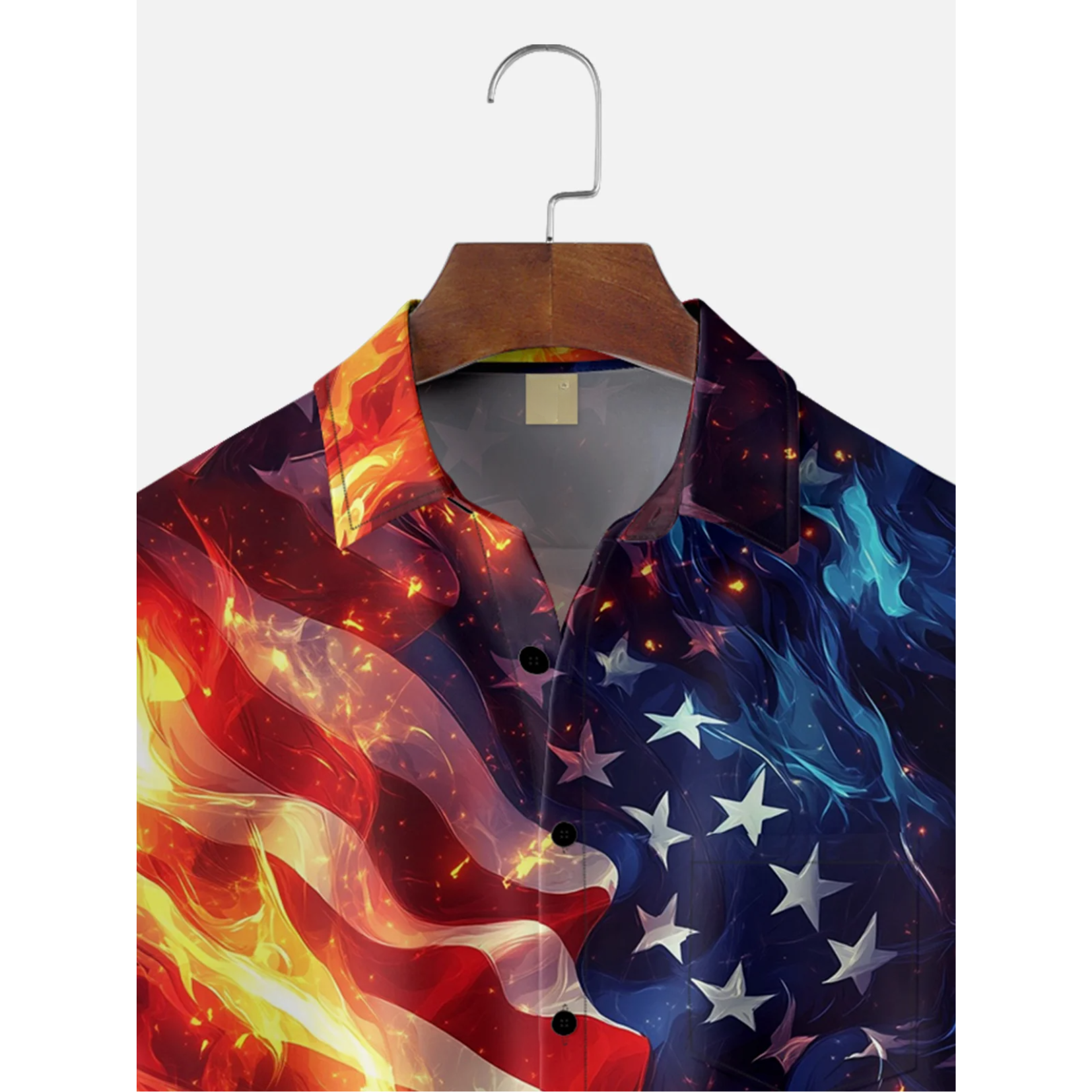 American Independence Day US Flag On Fire Hawaiian Golf Shirt, 250th Anniversary Tropical Vibe Men's Golf Shirt