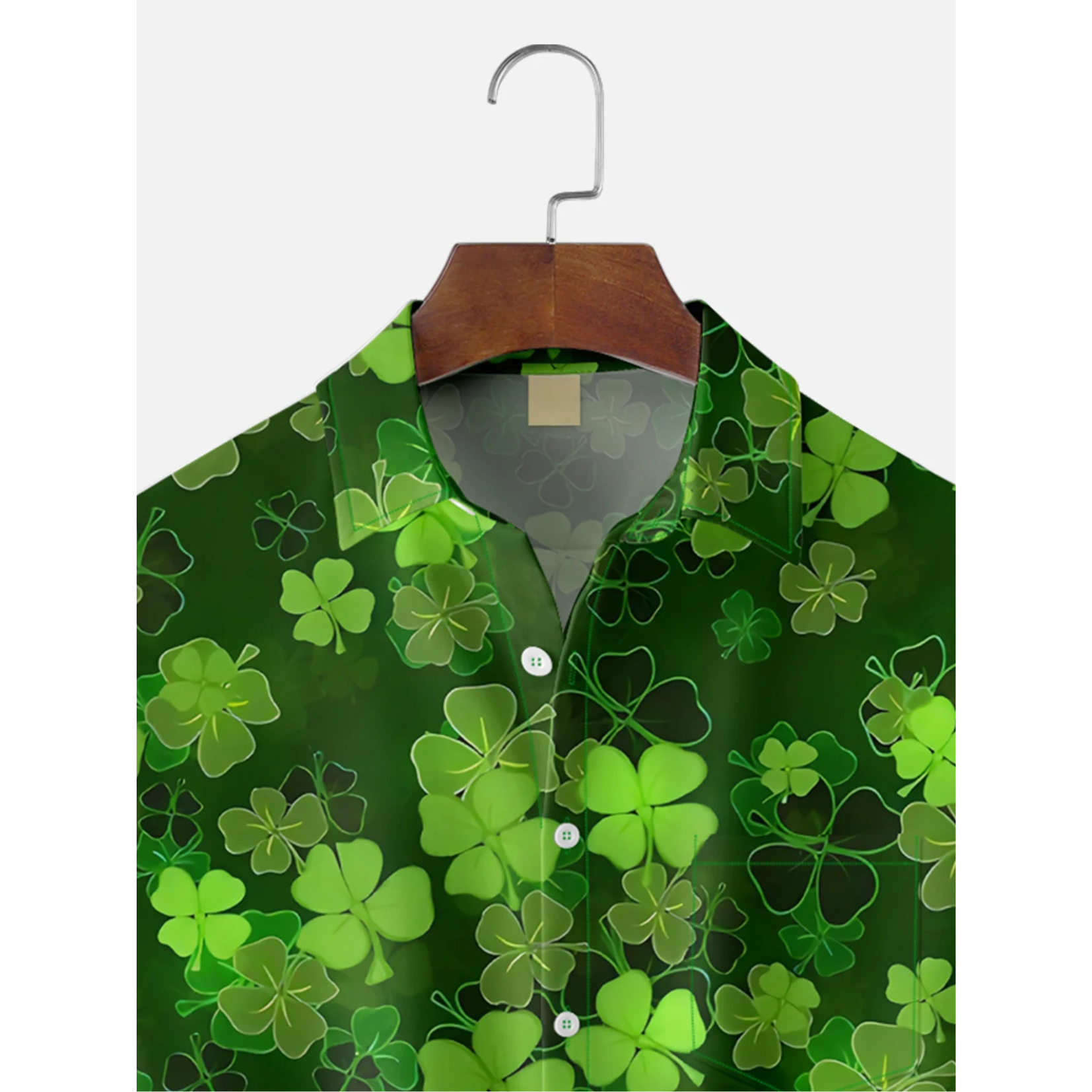 St. Patrick's Day Four Leaf Clover Tropical Vibe Hawaiian Golf Shirt,  Men's Golf Shirt