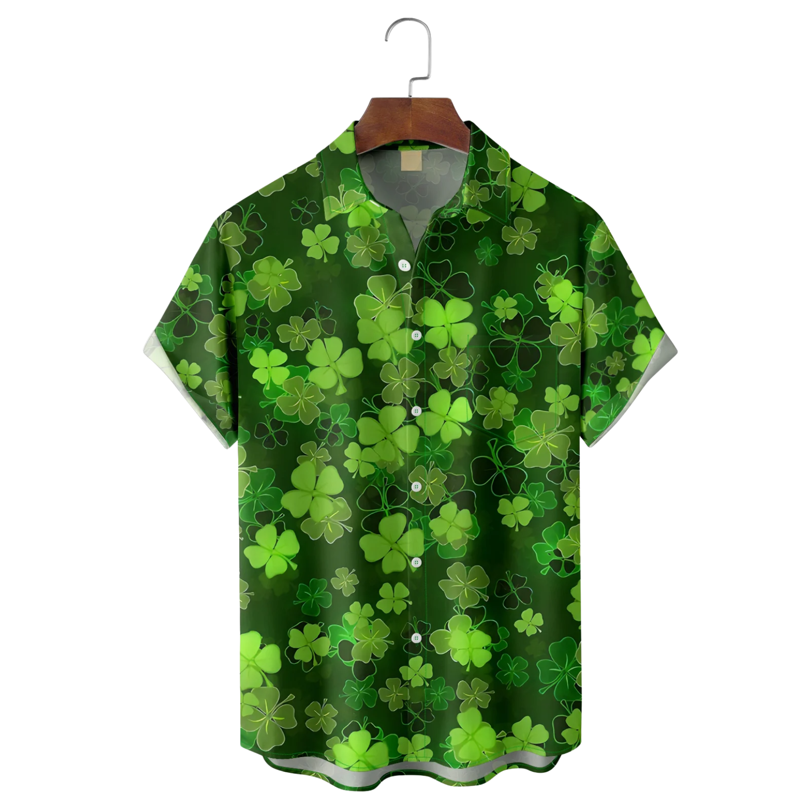 St. Patrick's Day Four Leaf Clover Tropical Vibe Hawaiian Golf Shirt,  Men's Golf Shirt