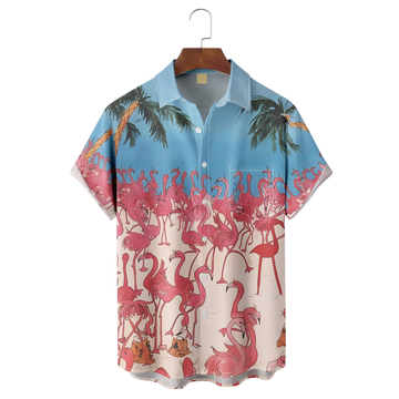 Flamingo Beach Resort Hawaiian Golf Shirt,  Men's Golf Shirt, Tropical Vibe Funny Golf Shirt
