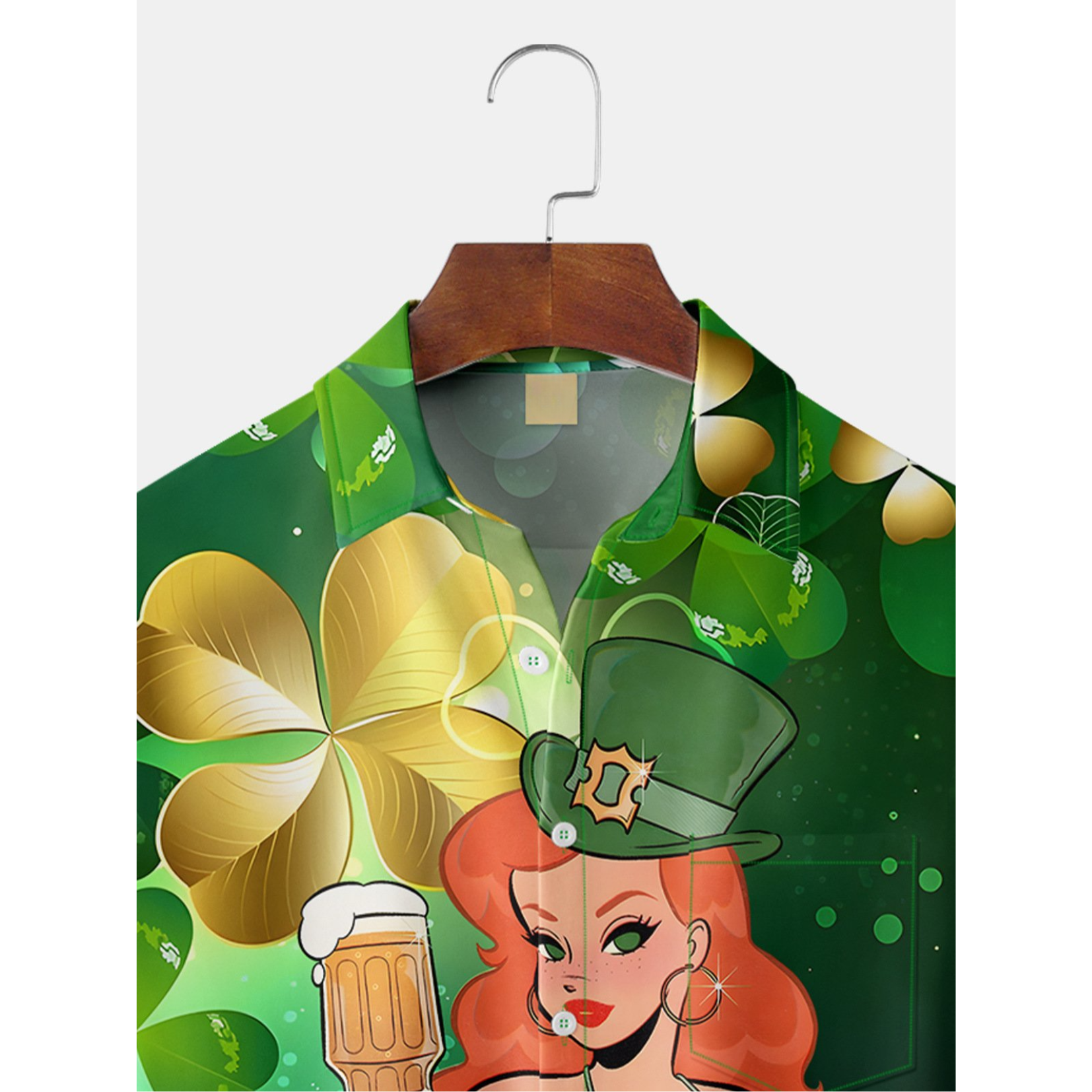 Green St. Patrick'S Day Hot Beer Hawaiian Golf Shirt, Men's Golf Shirt, Tropical Vibe Funny Golf Shirt