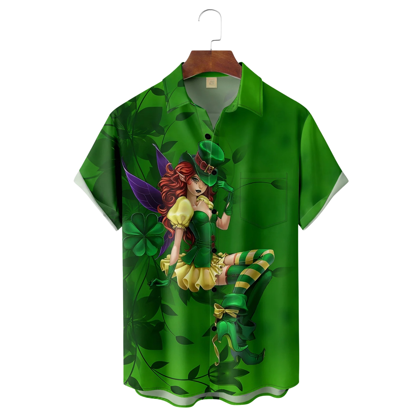 Green St. Patrick's Day Lucky Clover Beauty Hawaiian Golf Shirt, Men's Golf Shirt, Tropical Vibe Golf Polo Shirts