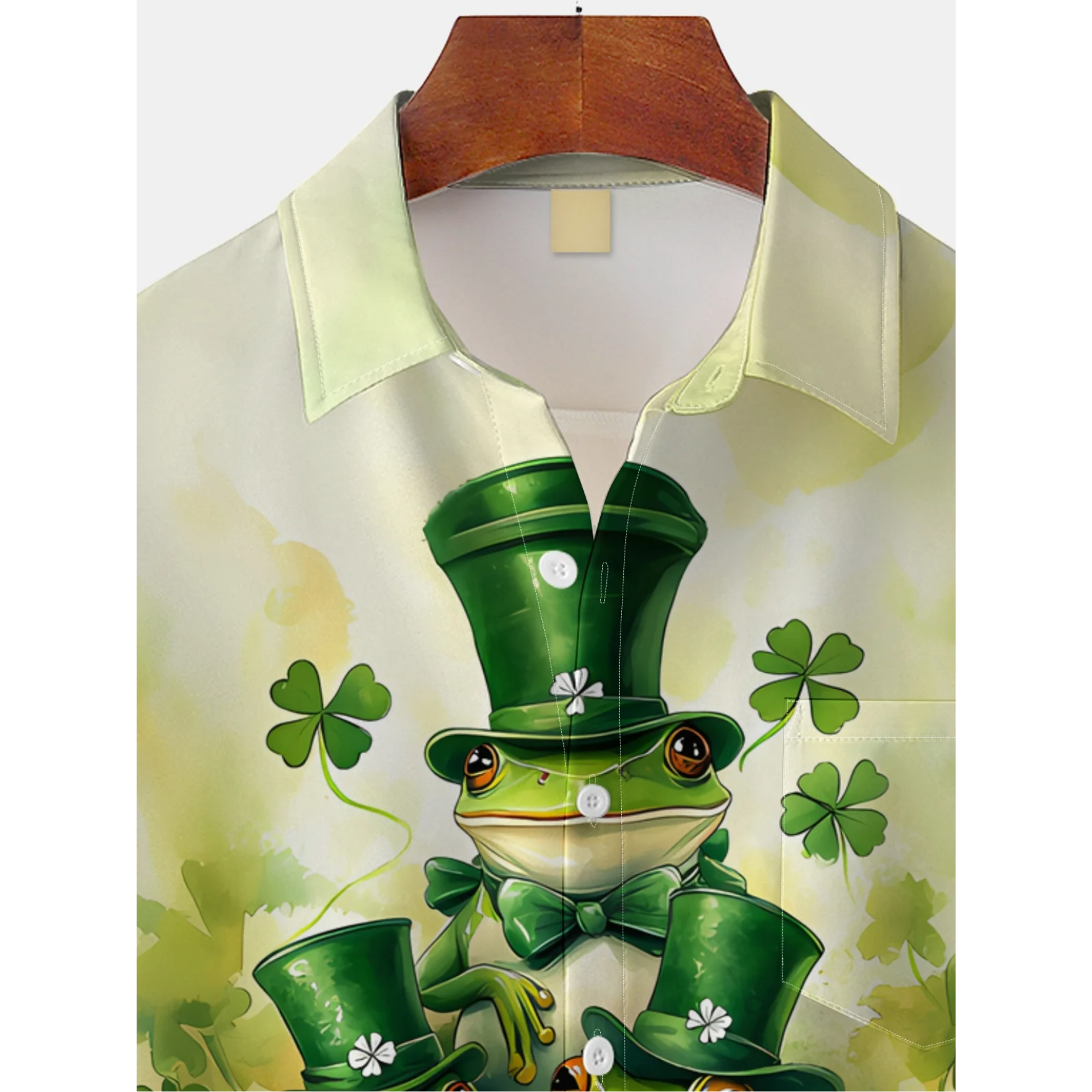 St. Patrick's Day Frog Family Four-Leaf Clover Green Hawaiian Golf Shirt, Tropical Vibe Men's Golf Shirt
