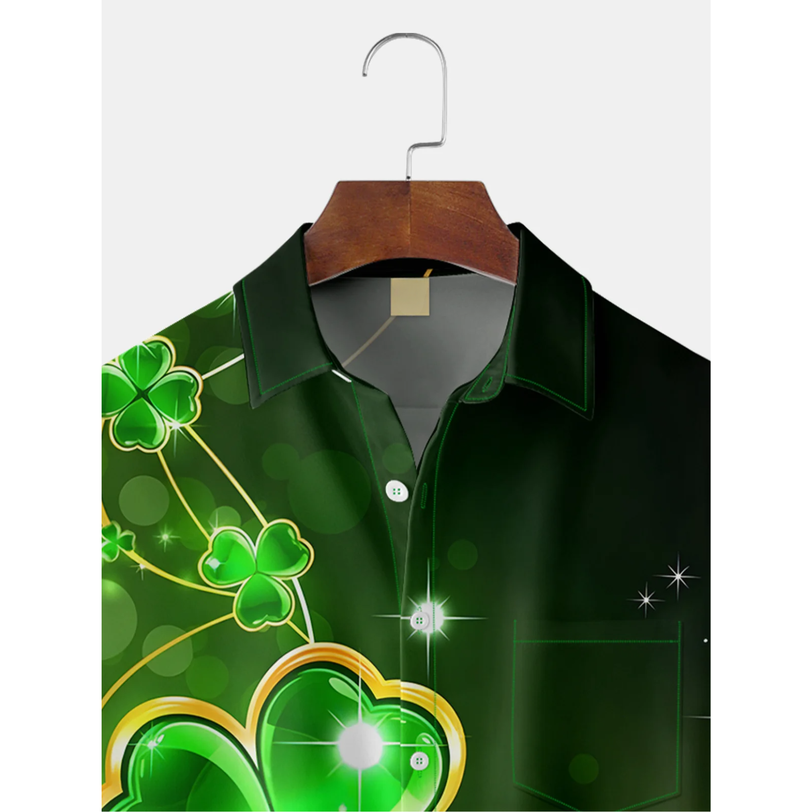 Irish Parade Green St. Patrick's Day Lucky Clover Hawaiian Golf Shirt, St Paddy's Day Tropical Vibe Men's Golf Shirt