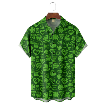 Green Irish St. Patrick's Day Lucky Clover Beer Hawaiian Golf Shirt, Tropical Vibe Men's Golf Shirt