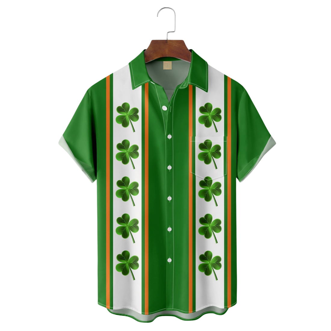 Lucky Clover Leaf St Patrick‘s Day Shamrock Hawaiian Golf Shirt, Tropical Vibe Men's Golf Shirt
