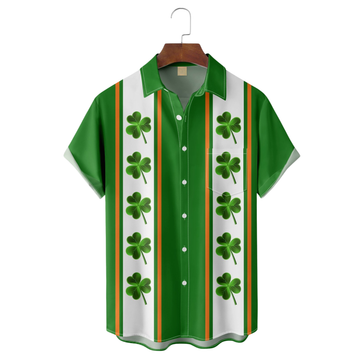 Lucky Clover Leaf St Patrick‘s Day Shamrock Hawaiian Golf Shirt, Tropical Vibe Men's Golf Shirt