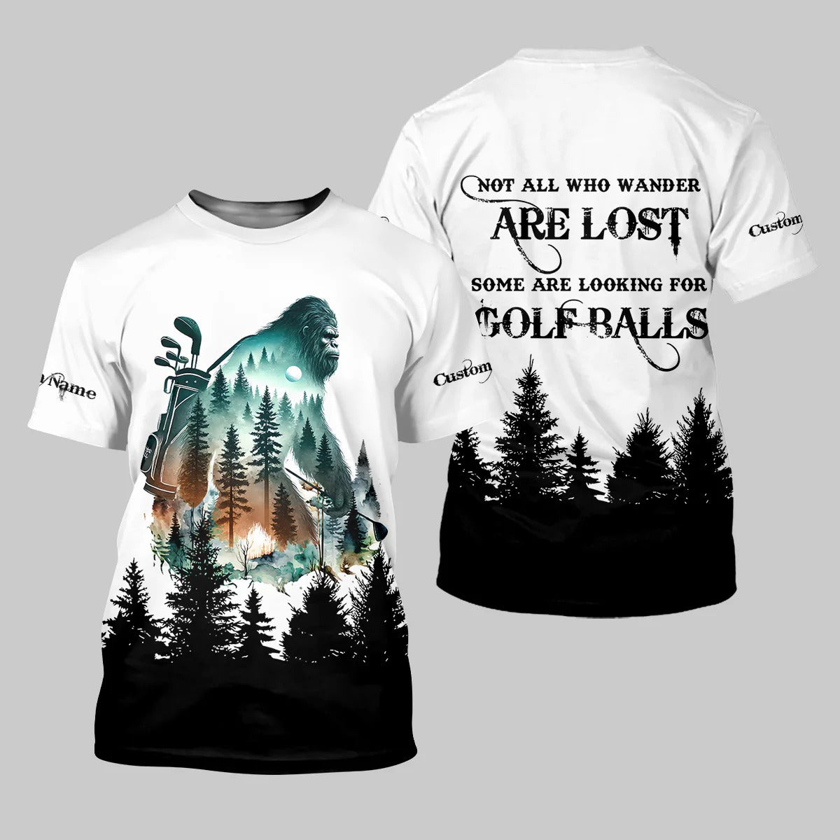 Not All Who Wander Are Lost Golf Polo ShirtFunny Bigfoot Golf Shirt, Ladies Golf Shirt, Women Golf Gift