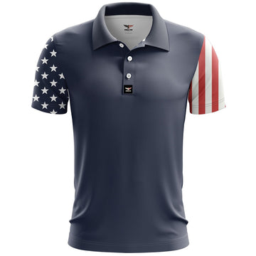 American Flag Golf Polo ShirtMens Golf Gift, Patriotic Golf Shirt, America 250 Anniversary Golf Polo