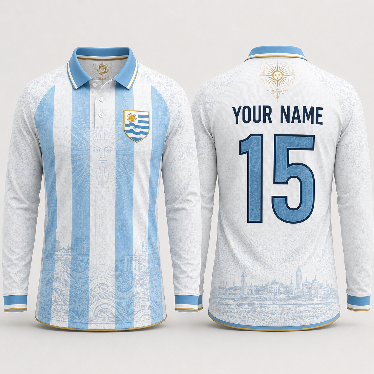 Uruguay Flag Sol de Mayo Fooball Shirt, V-NeckMen Football Lover, Soccer Fan Football Gifts