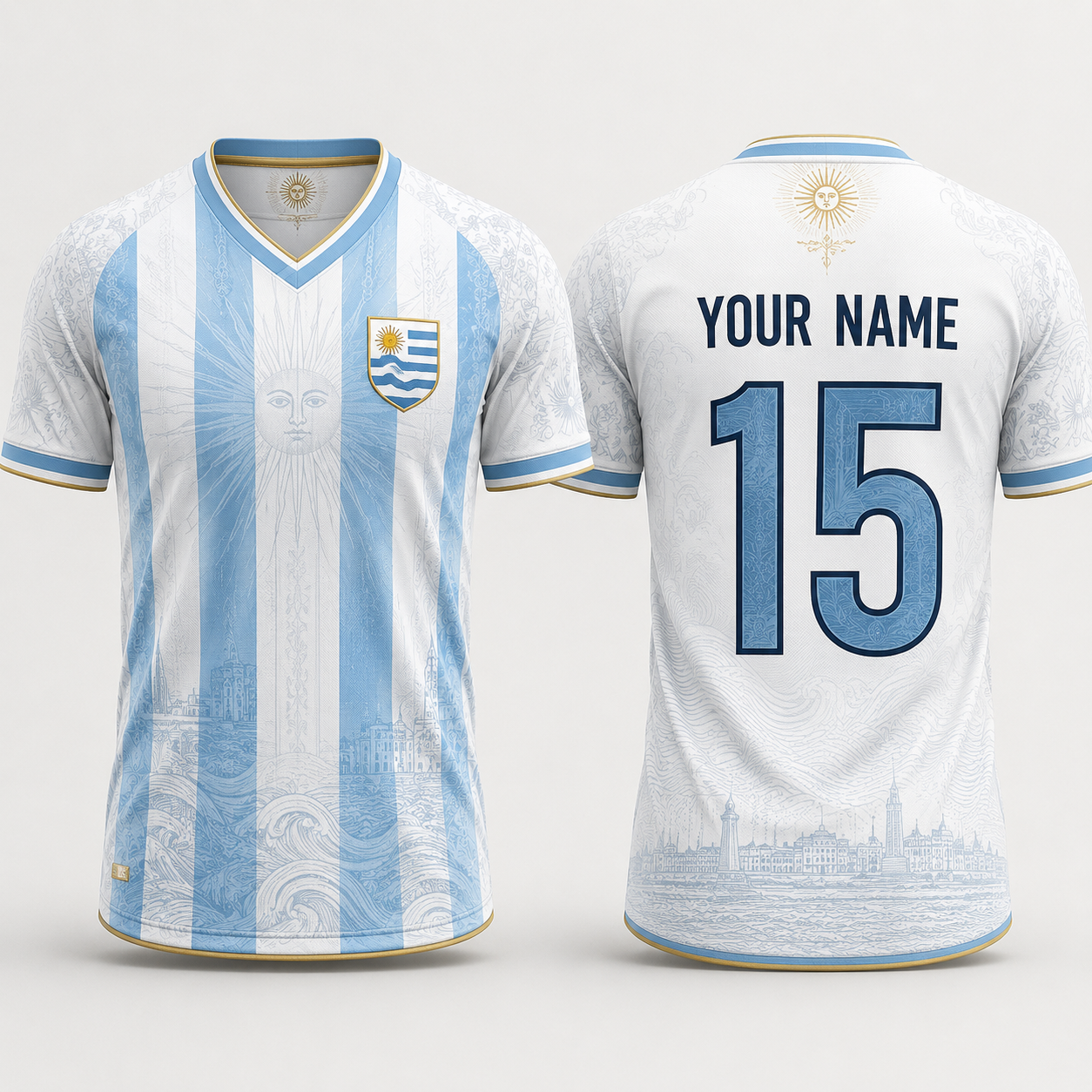 Uruguay Flag Sol de Mayo Fooball Shirt, V-NeckMen Football Lover, Soccer Fan Football Gifts